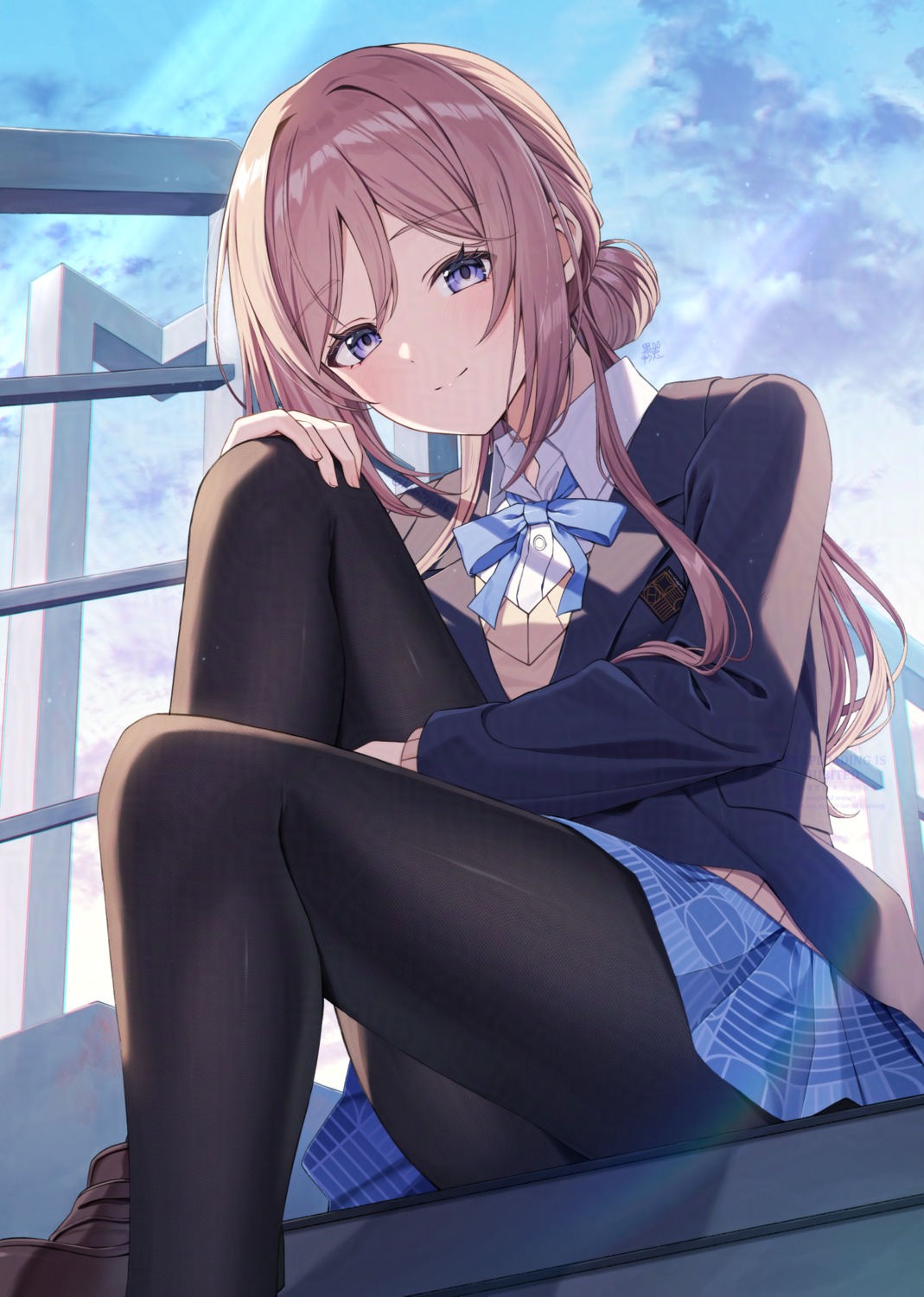 gakuen_idolm@ster, himesaki_rinami, kuroto_yuu, pantyhose, seifuku, skirt_lift, sweater, the_idolm@ster