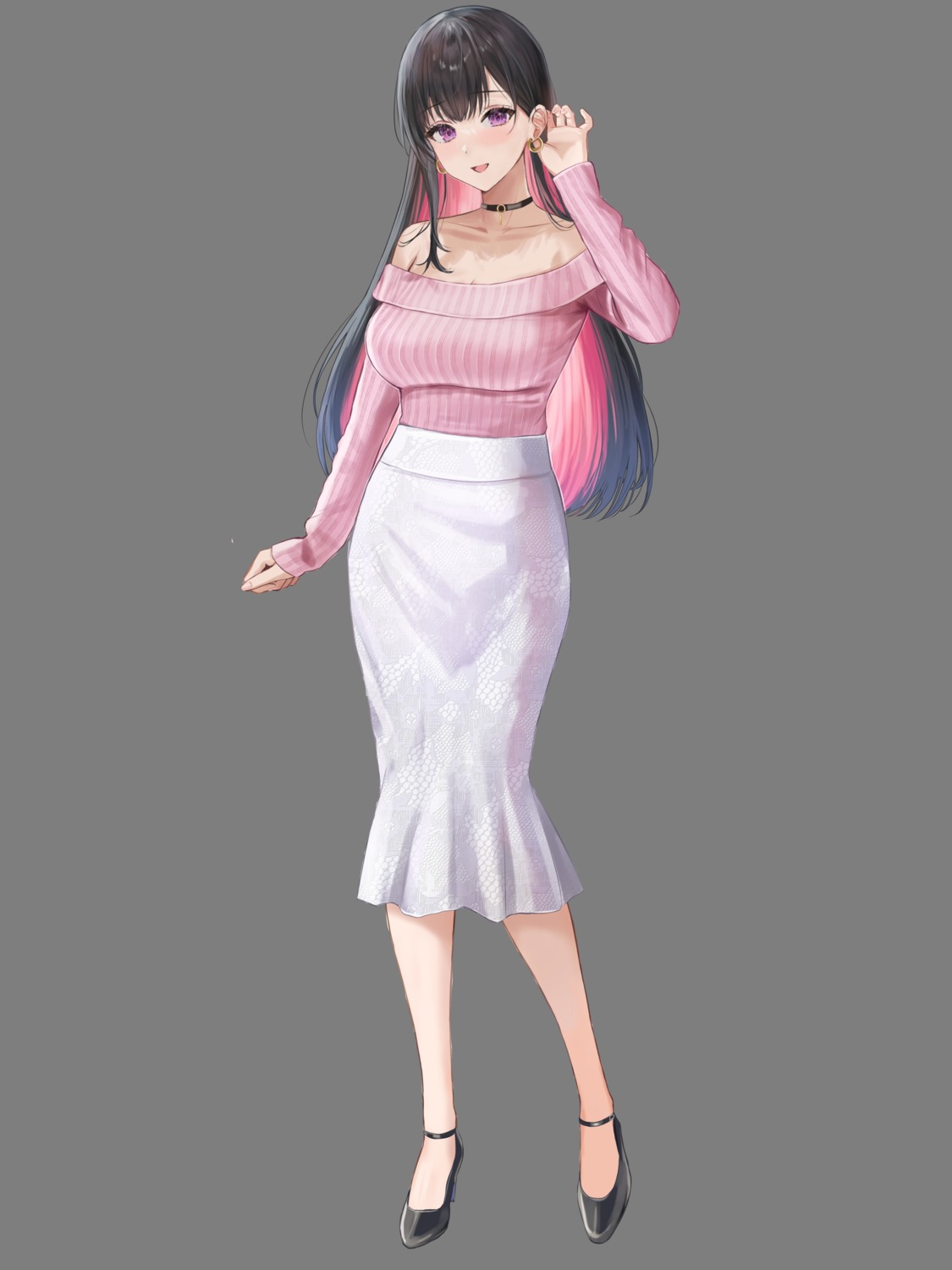 heels, no_bra, sakamuke, sweater, transparent_png