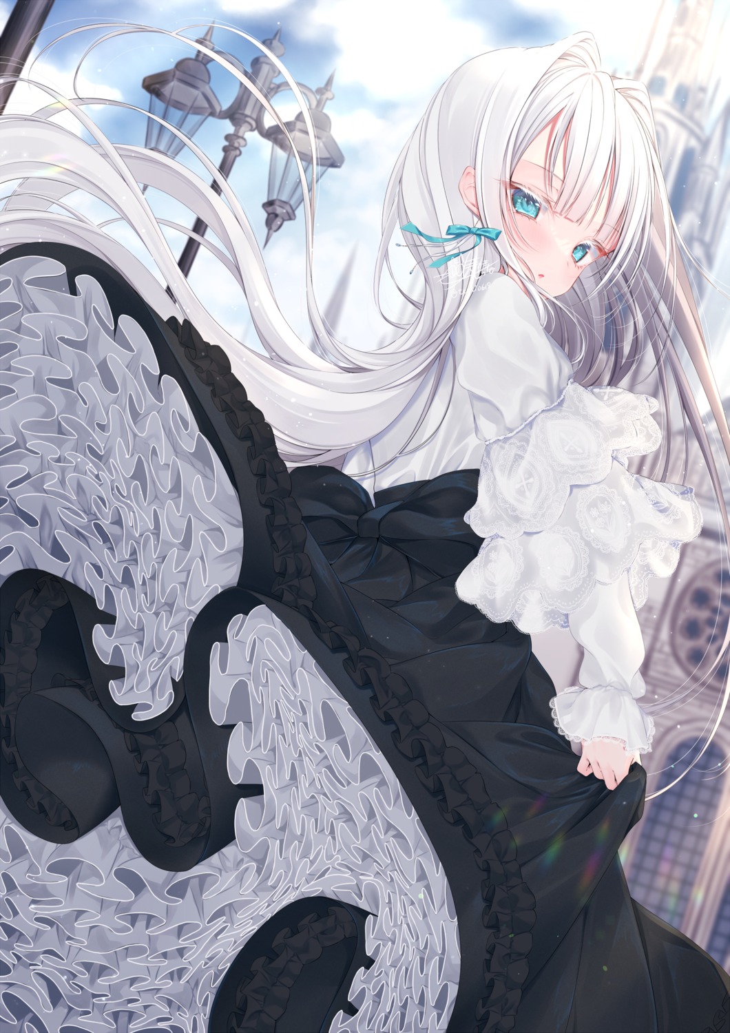 dress, gothic_lolita, lolita_fashion, skirt_lift, tokitou_setsuna