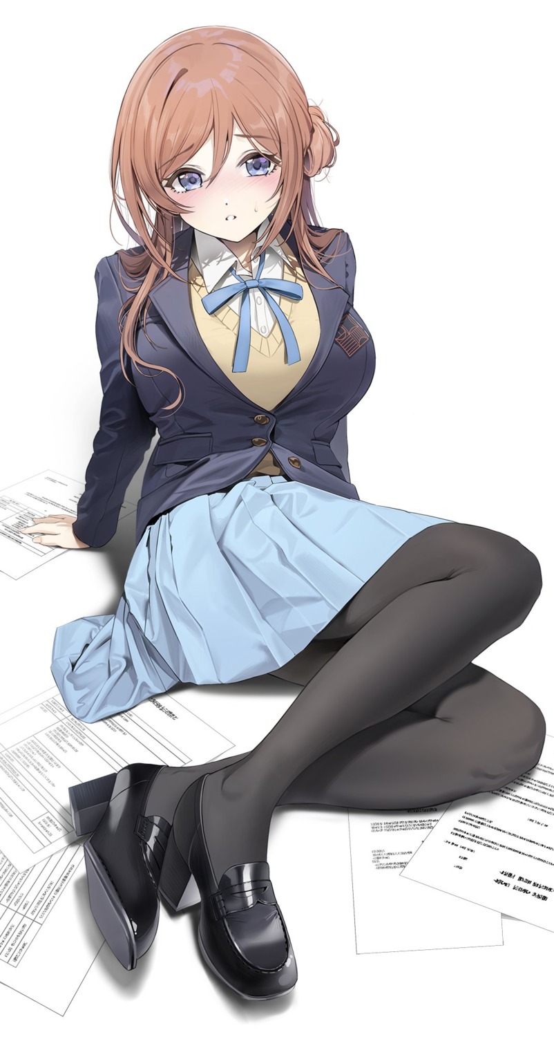 damda, gakuen_idolm@ster, heels, himesaki_rinami, pantyhose, seifuku, skirt_lift, sweater, the_idolm@ster