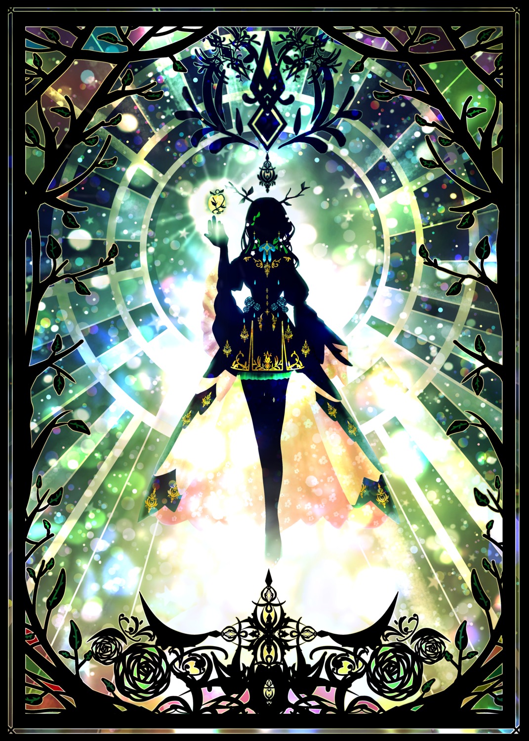 ceres_fauna, dress, harada_miyuki, hololive, hololive_english, horns, silhouette