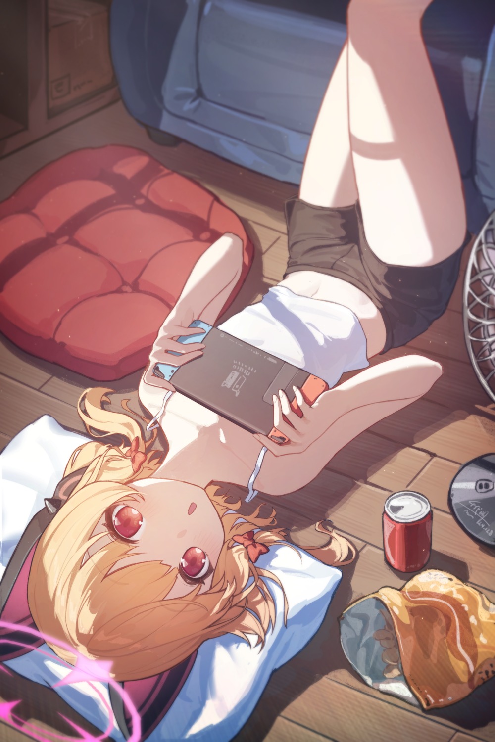 animal_ears, blue_archive, chiyo_akira, halo, headphones, nekomimi, saiba_momoi