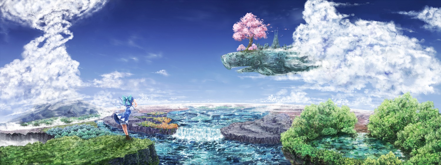 cirno, landscape, same_2009, touhou, wings