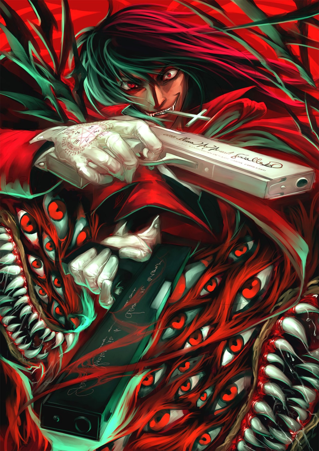 alucard, ares_(krimsonblood), gun, hellsing, male