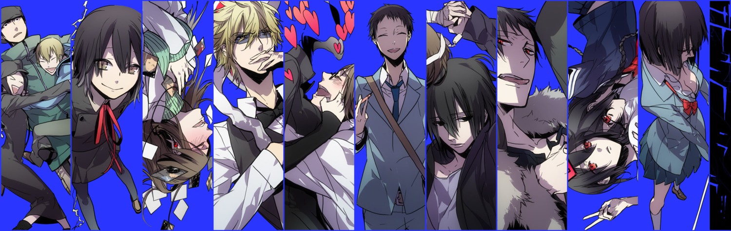 awakusu_akane, bandages, celty_sturluson, cleavage, don_chang, durarara!!, heiwajima_kasuka, heiwajima_shizuo, hijiribe_ruri, kado, kadota_kyouhei, karisawa_erika, kazuaki, kishitani_shinra, megane, orihara_izaya, orihara_kururi, orihara_mairu, ryuugamine_mikado, seifuku, sonohara_anri, yagiri_namie, yagiri_seiji, yumasaki_walker