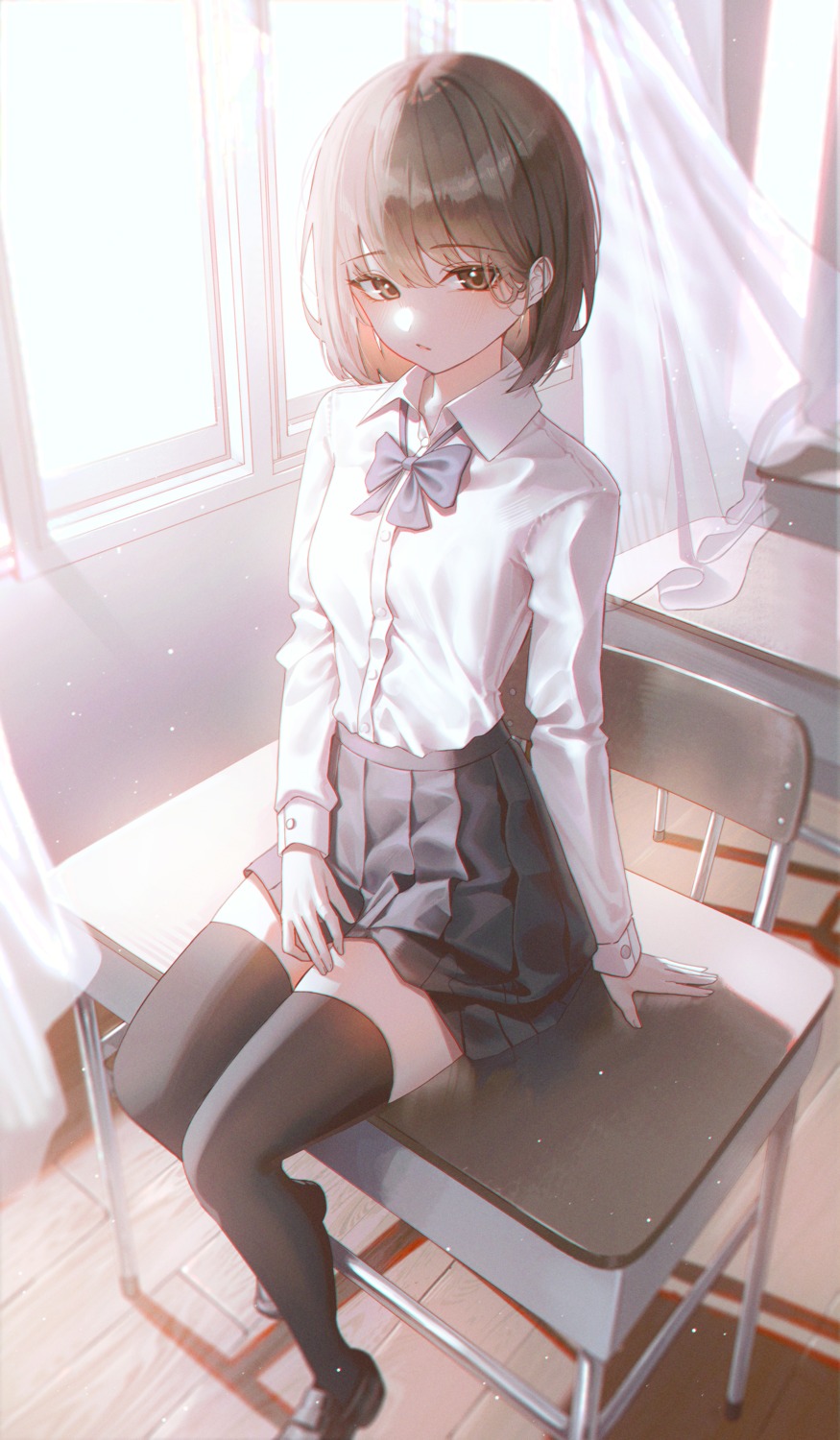 domi_(hongsung0819), seifuku, skirt_lift, thighhighs