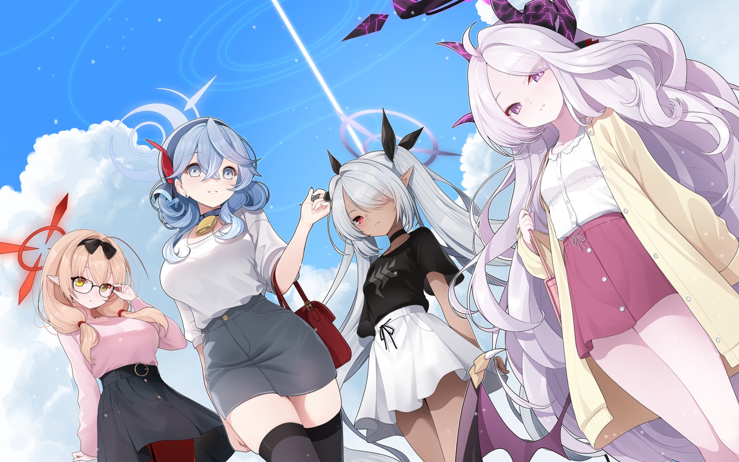 amau_ako, blue_archive, devil, halo, hinomiya_chinatsu, horns, koflif, megane
