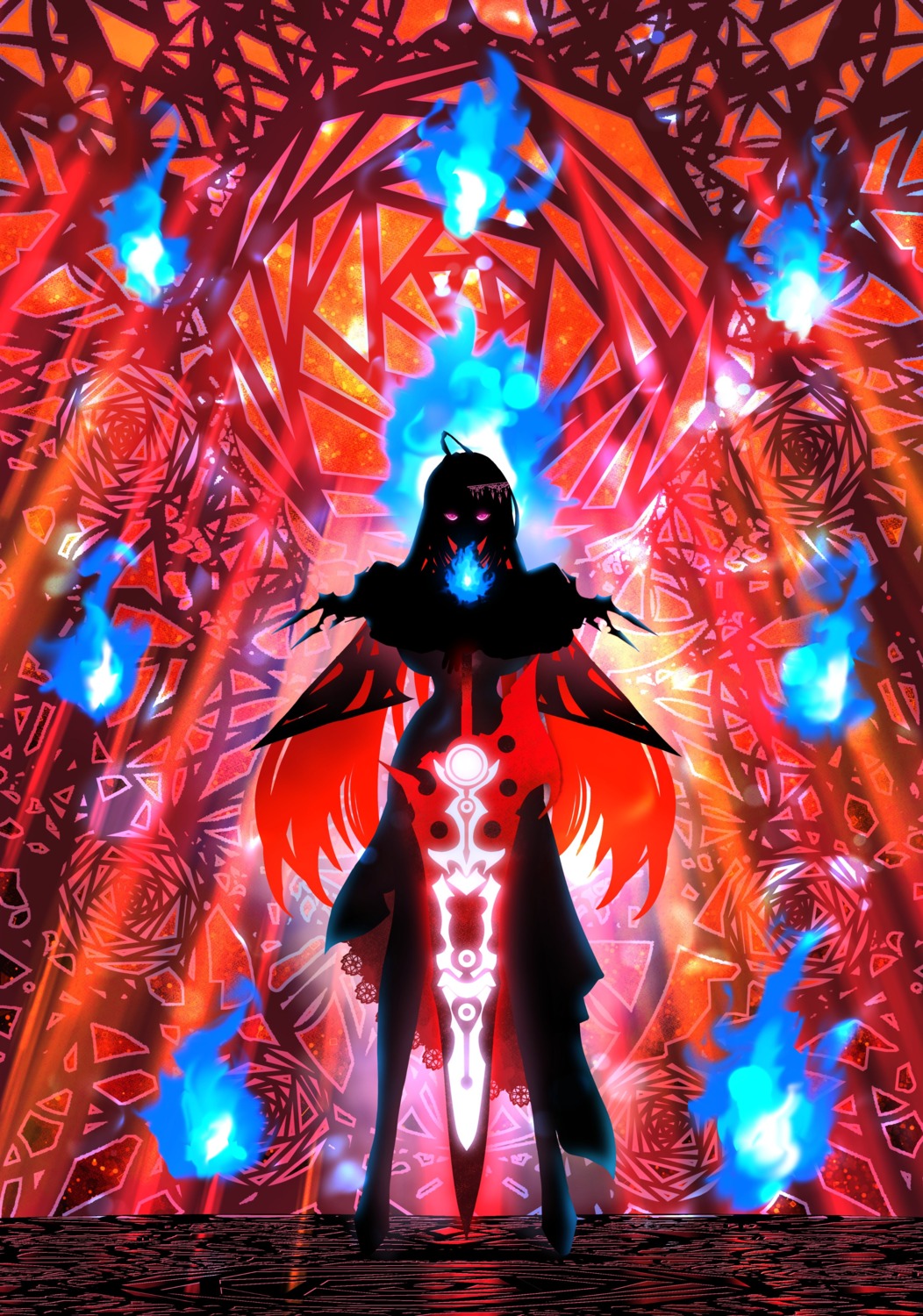 elizabeth_rose_bloodflame, harada_miyuki, hololive, hololive_english, silhouette, sword