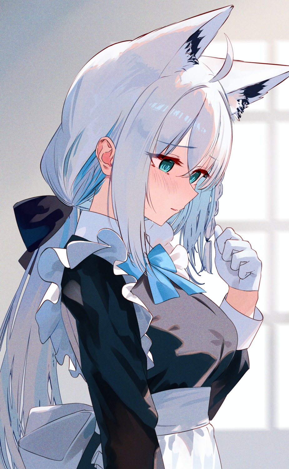 animal_ears, hololive, hololive_gamers, kitsune, maid, shirakami_fubuki, zakimpo