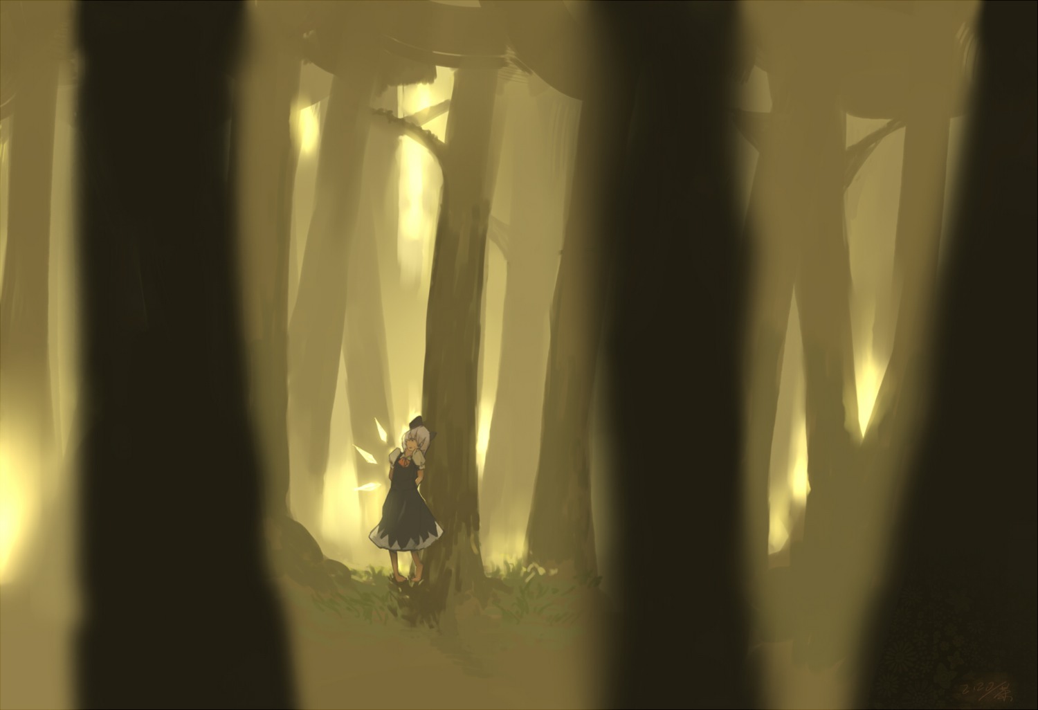 cha, cirno, landscape, touhou