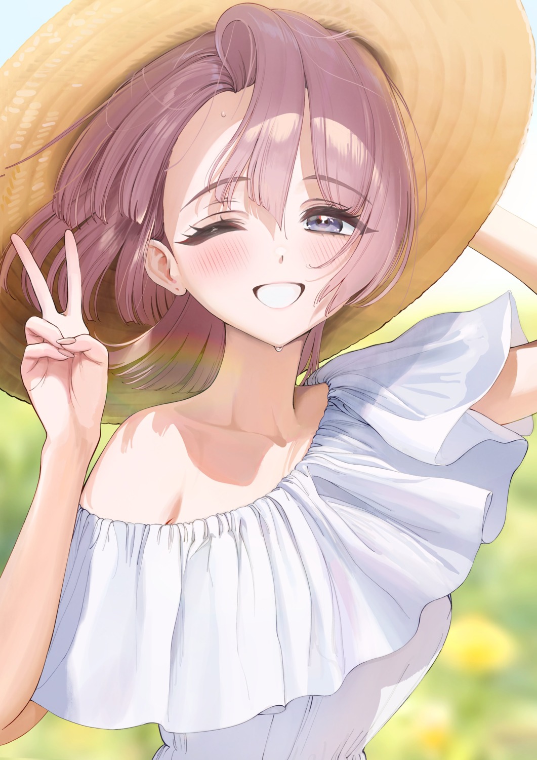 ameyame, arimura_mao, dress, gakuen_idolm@ster, no_bra, see_through, summer_dress, the_idolm@ster
