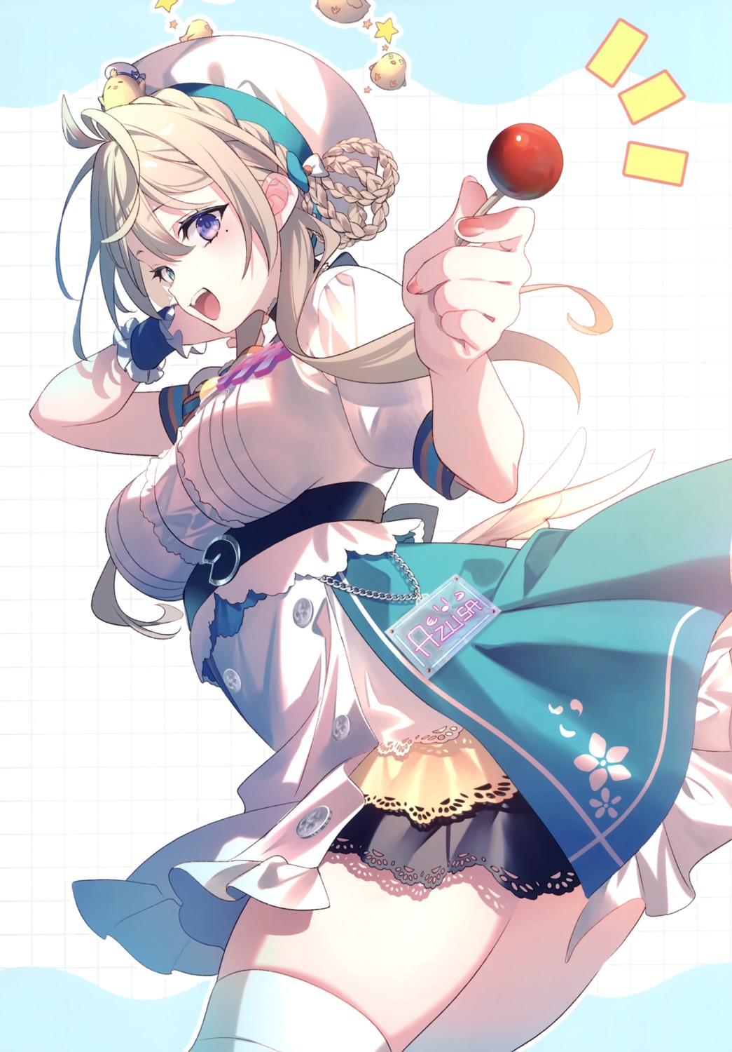 eterna, halo, heterochromia, honami_azusa, riichu, skirt_lift, specialite, thighhighs