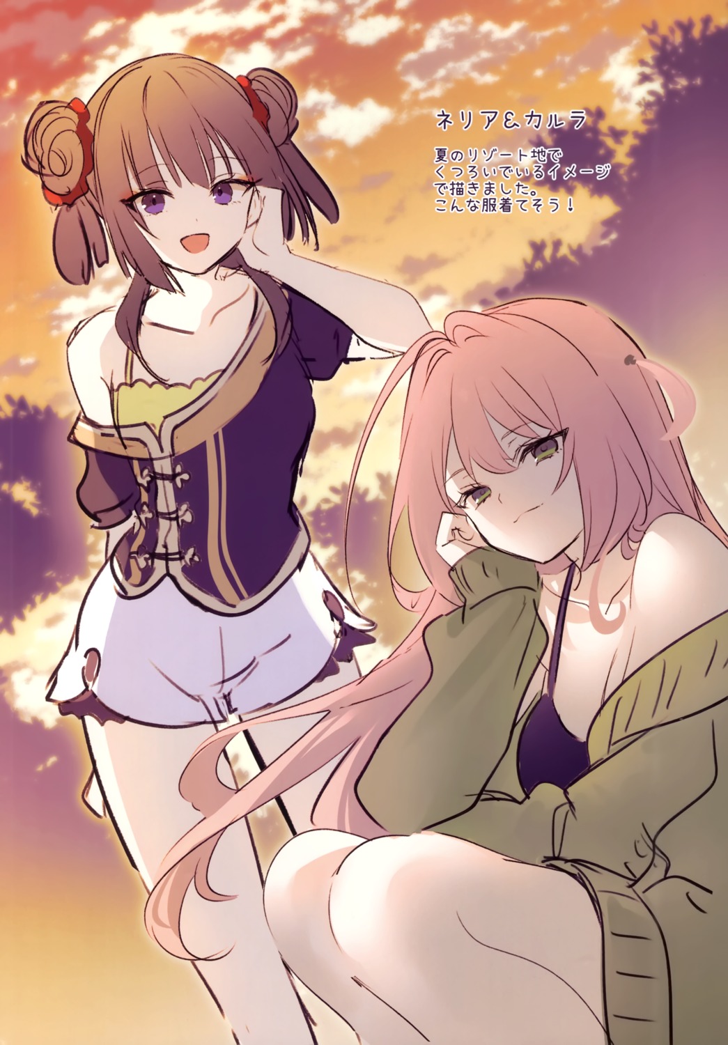 amatsu_karla, asian_clothes, eterna, hikikomari_kyuuketsuki_no_monmon, nelia_cunningham, riichu, sketch, sweater