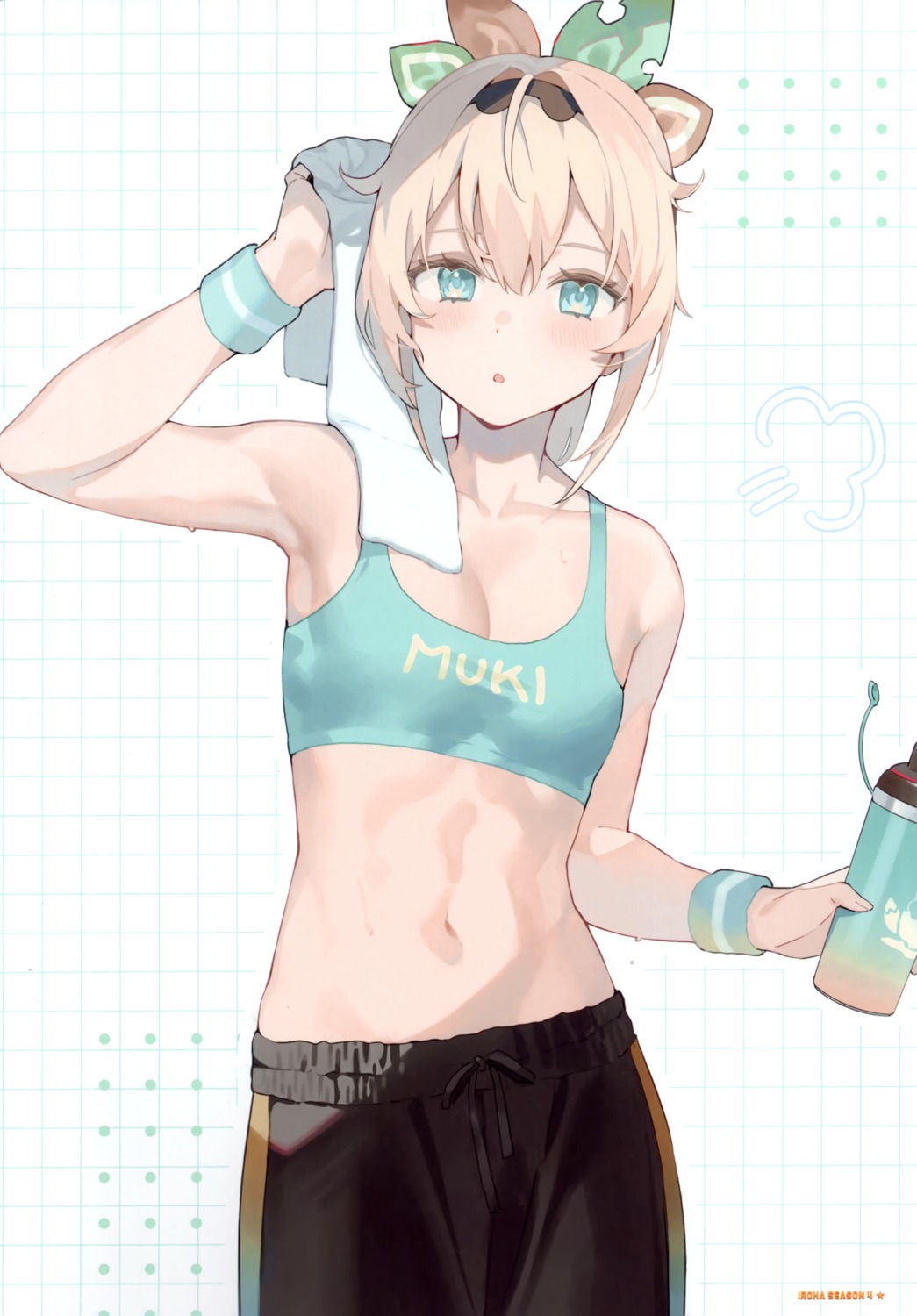 bra, falenini's, hana_mori, hololive, kazama_iroha, towel