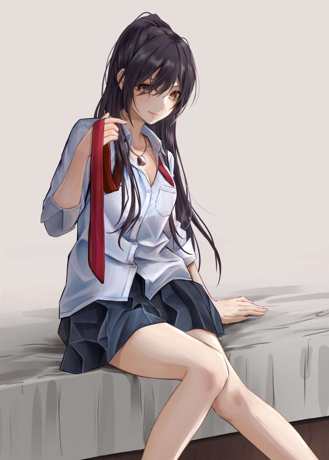 cleavage, daiko_(dai1974910), open_shirt, seifuku, shirase_sakuya, the_idolm@ster, the_idolm@ster_shiny_colors