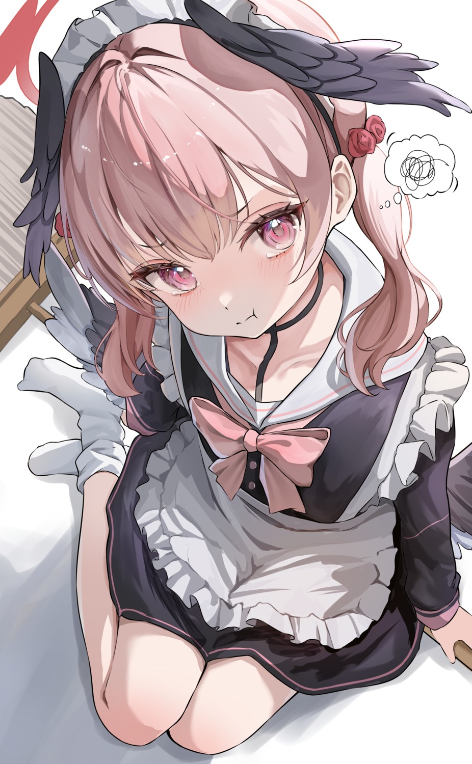 blue_archive, halo, maid, shimoe_koharu, umou_(umouawa), wings