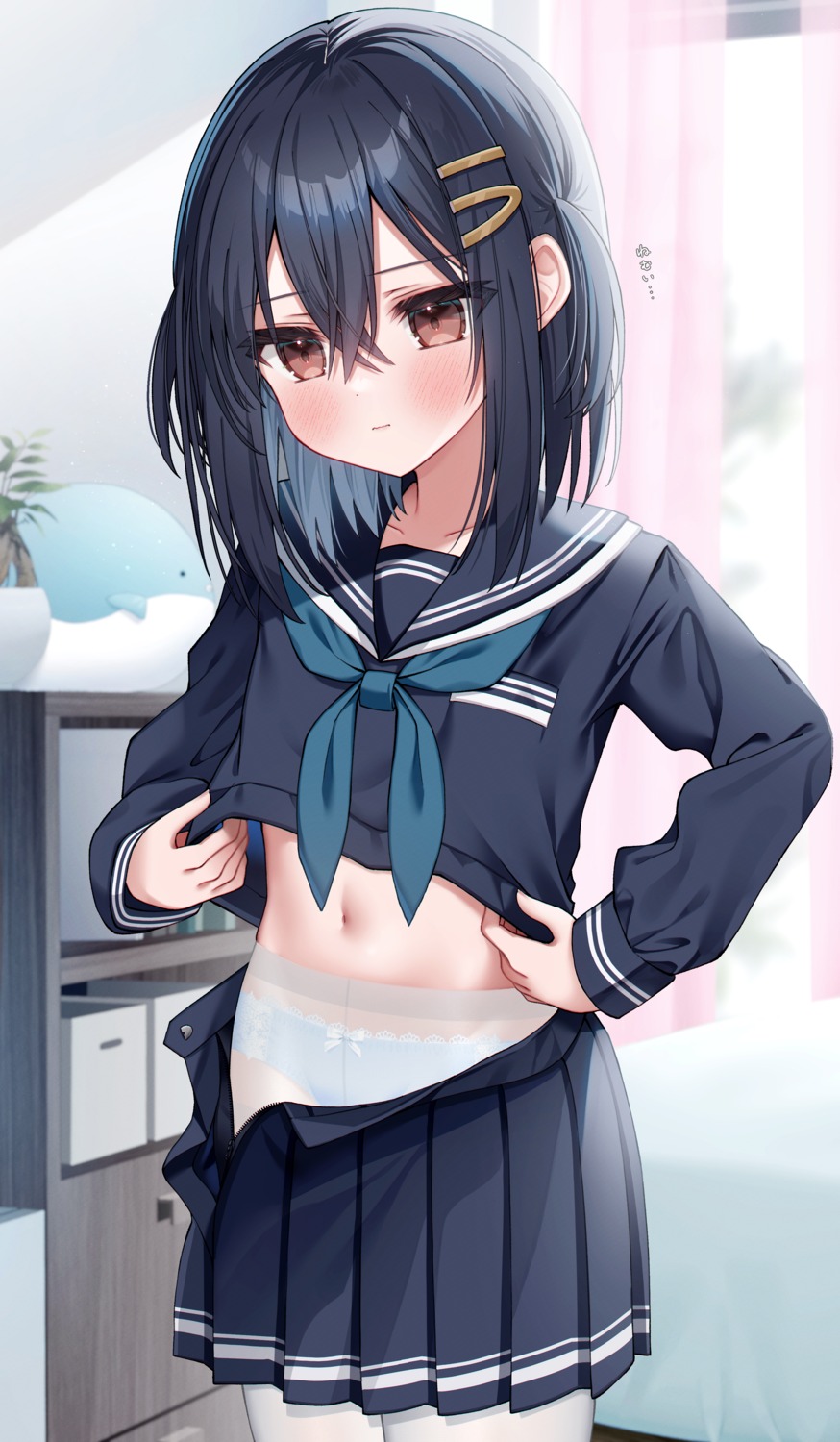 kuro_namako, pantsu, pantyhose, see_through, seifuku, undressing