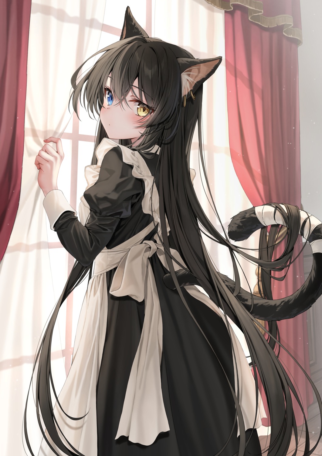 animal_ears, heterochromia, kakao_rantan, maid, nekomimi, tail