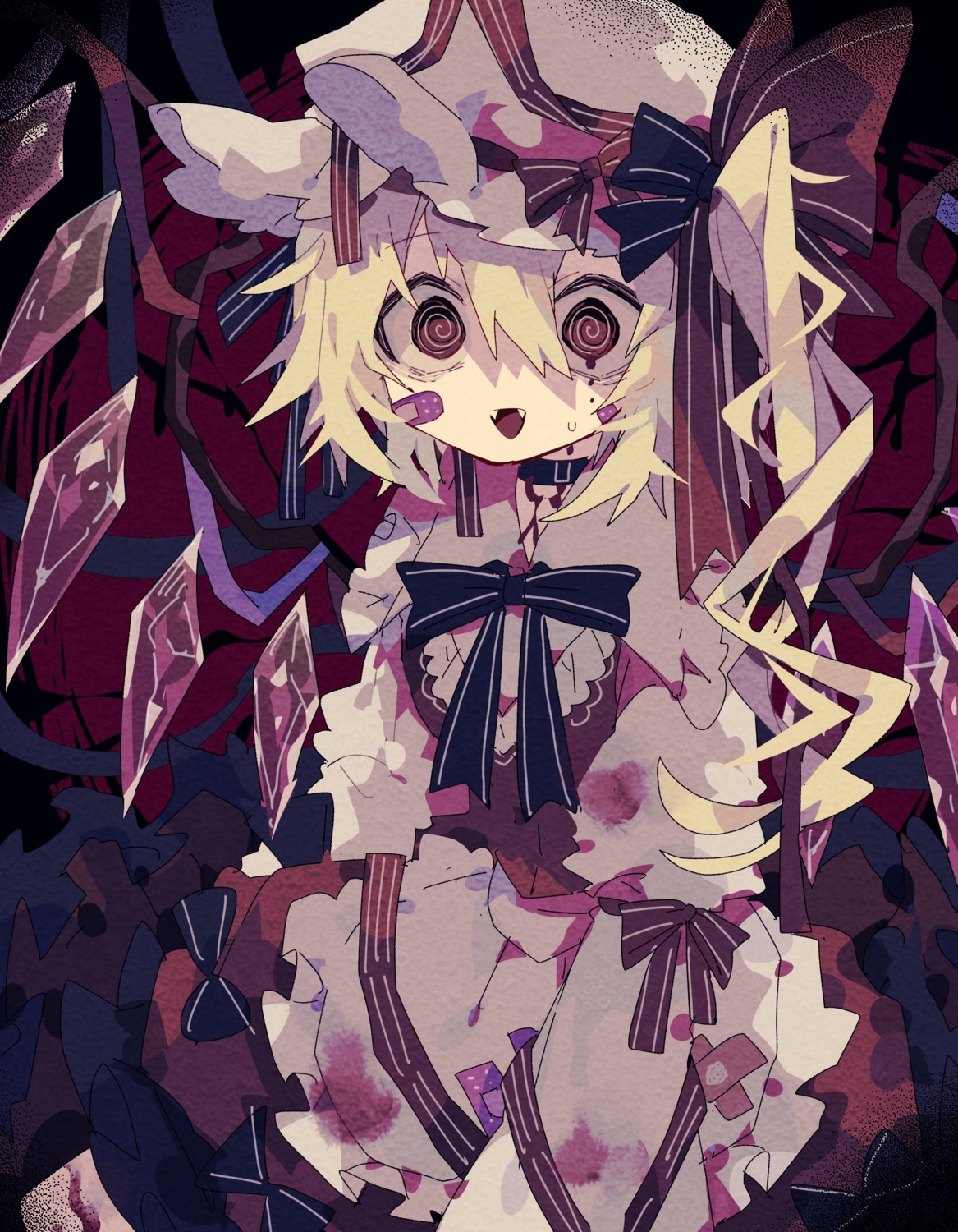 bandaid, blood, flandre_scarlet, niko_rashika, touhou, wings