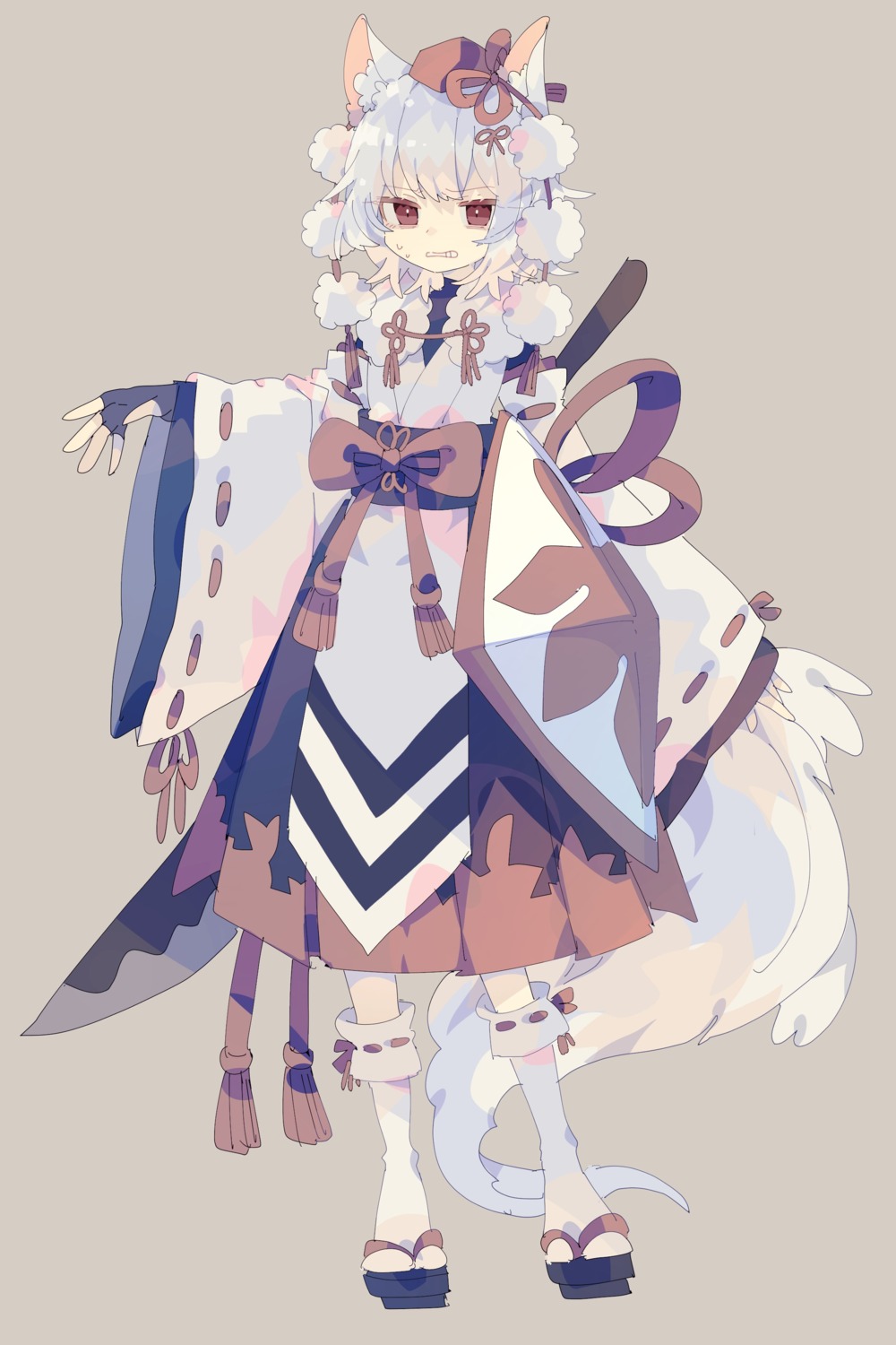 animal_ears, inubashiri_momiji, japanese_clothes, niko_rashika, sword, tail, touhou