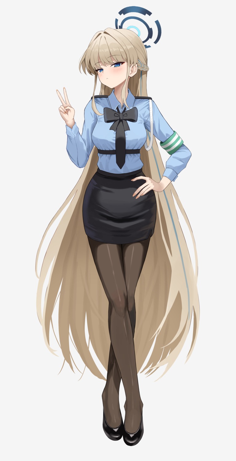 asuma_toki, blue_archive, dubeaduver, halo, pantyhose, police_uniform
