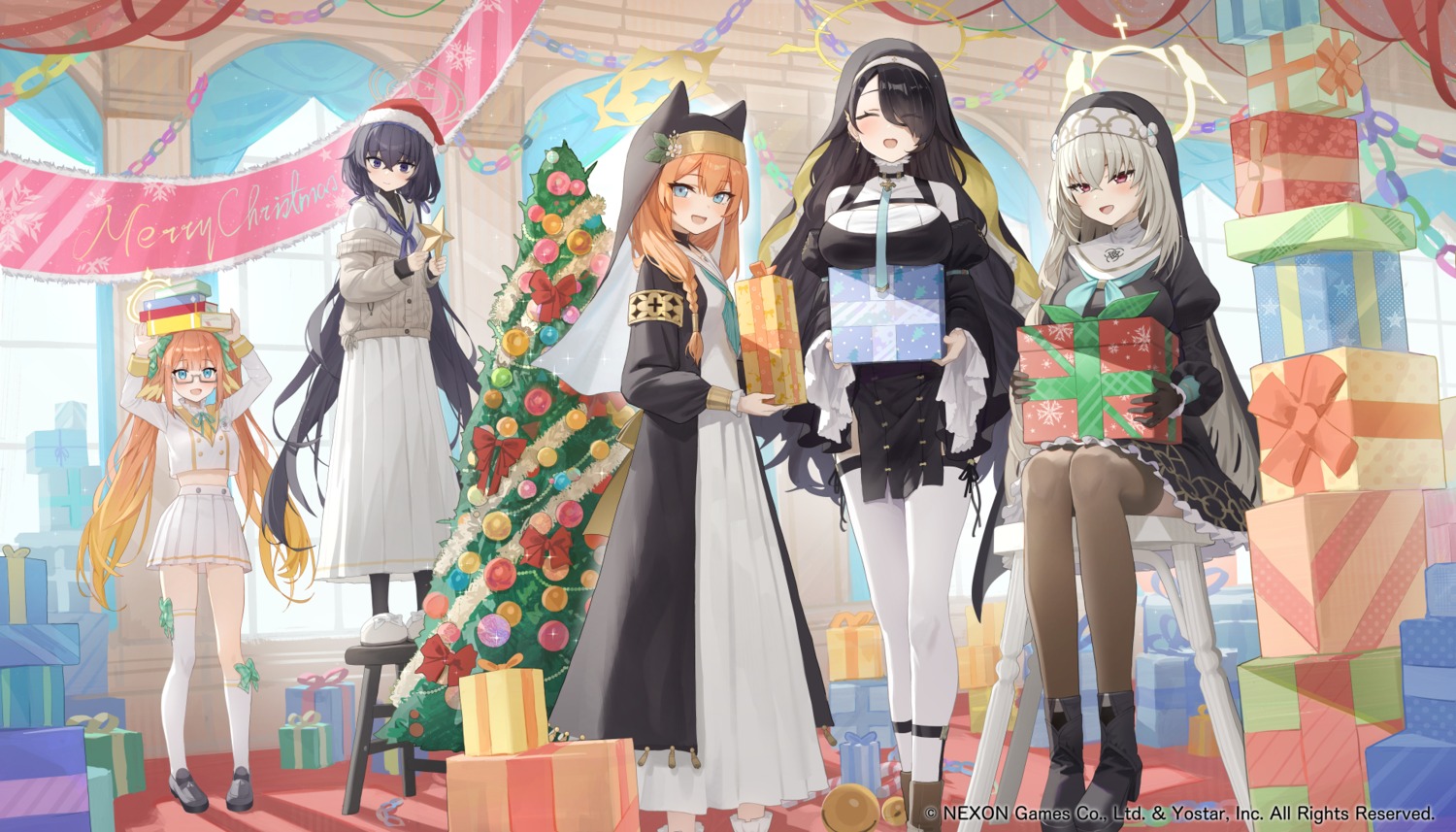 animal_ears, blue_archive, christmas, endou_shimiko, halo, hidulume, iochi_mari, kozeki_ui