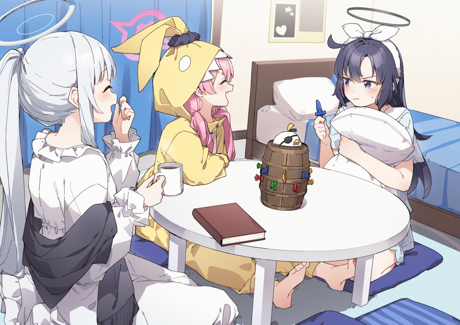 animal_ears, blue_archive, bunny_ears, halo, hayase_yuuka, kurosaki_koyuki, kusaka_shi, pajama