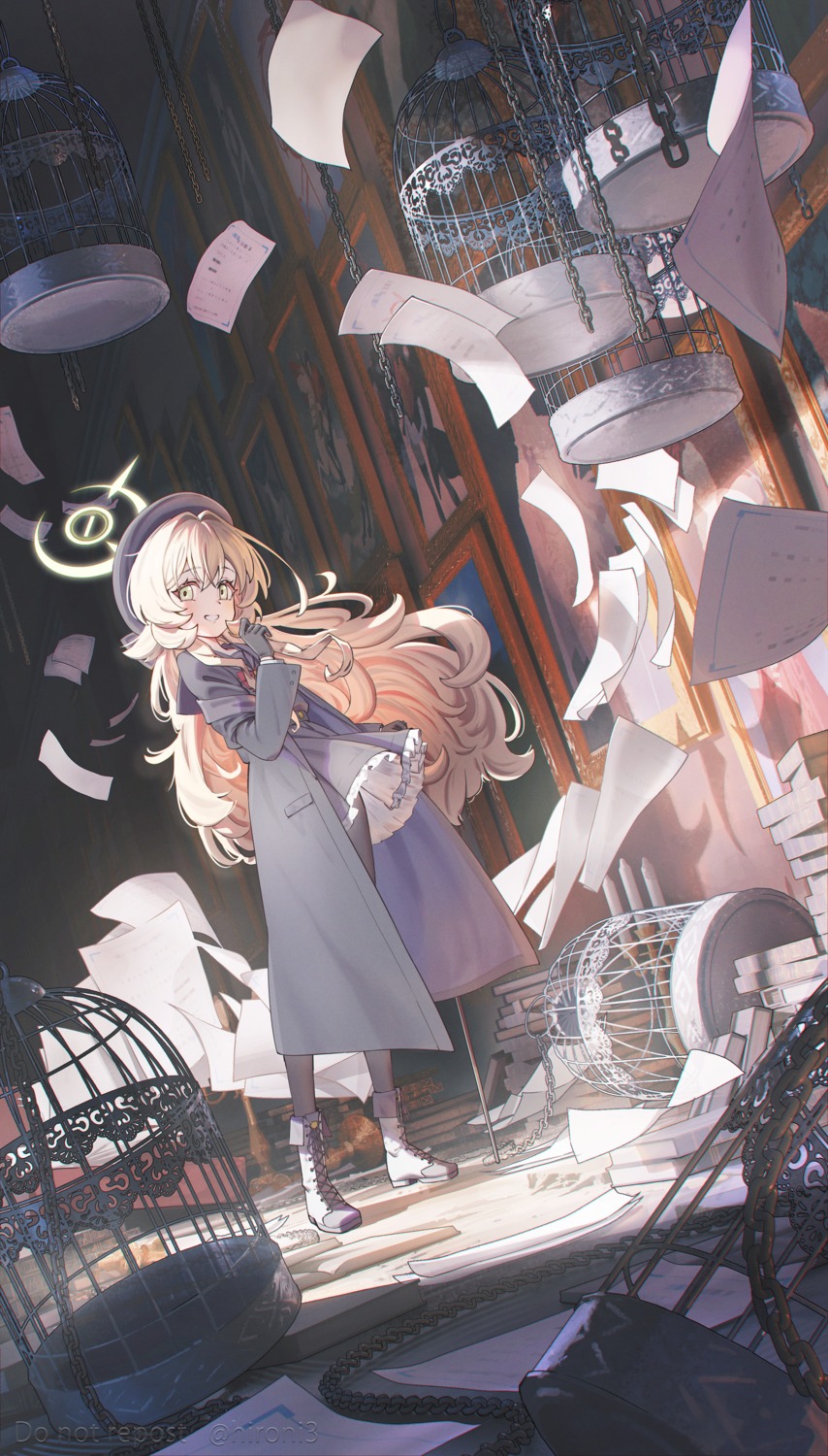 blue_archive, halo, hironii_(hirofactory), pantyhose, professor_niyaniya, seifuku, skirt_lift