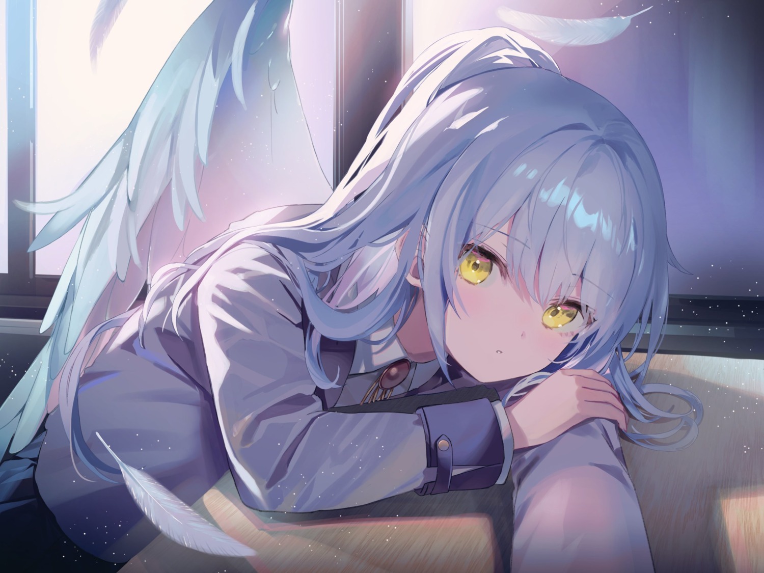 angel_beats!, kanda_done, seifuku, tachibana_kanade, wings