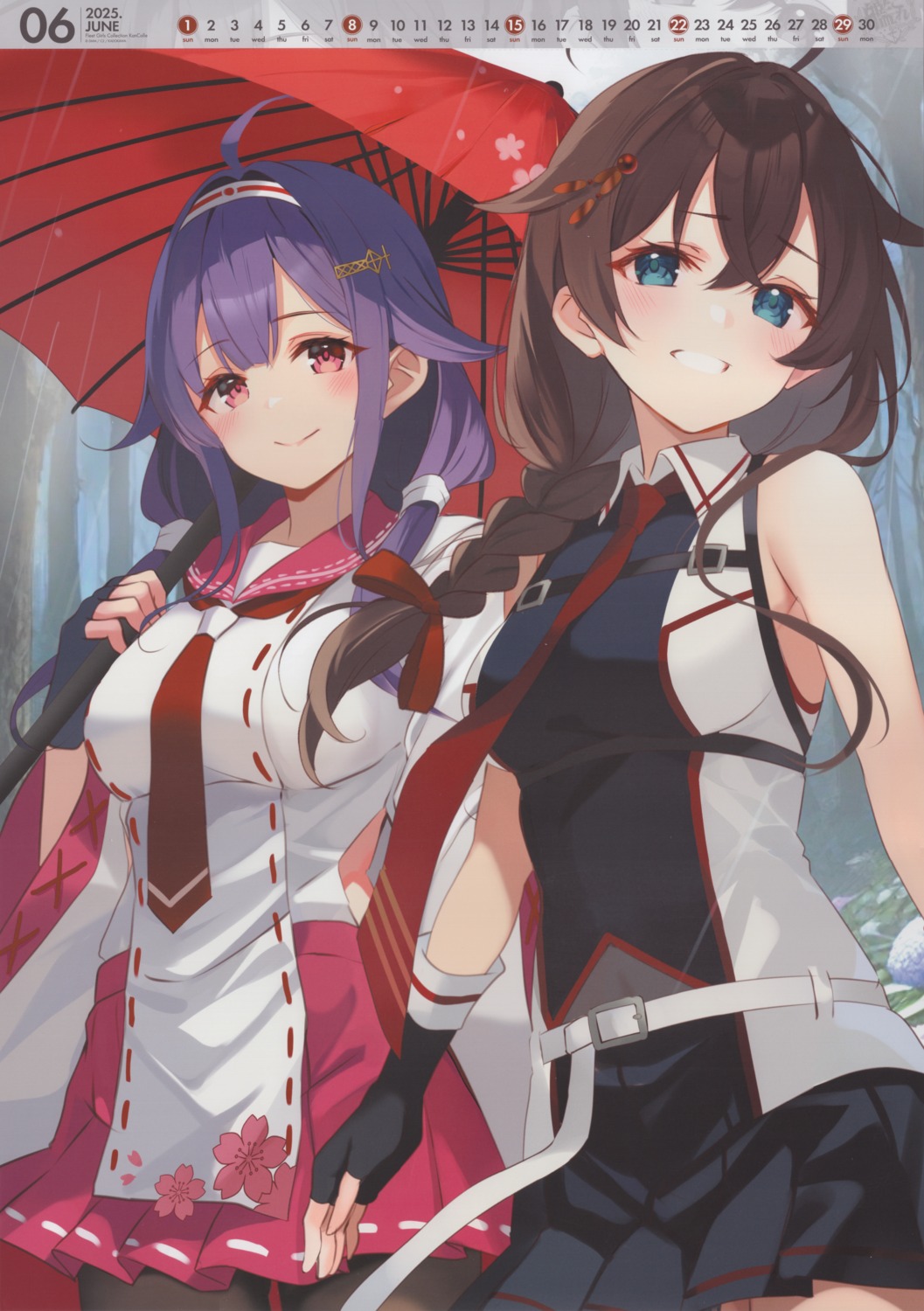 calendar, japanese_clothes, kantai_collection, kujou_ichiso, pantyhose, ryuuhou_(kancolle), shigure_(kancolle), skirt_lift
