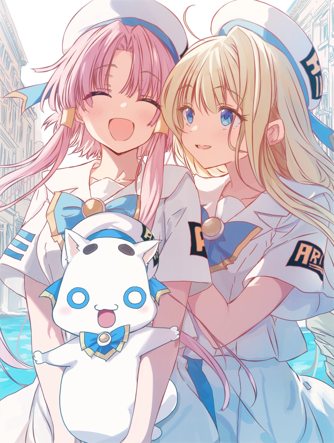 alicia_florence, aria, cutlass_(classic_chocolate), mizunashi_akari, neko, president_aria, uniform