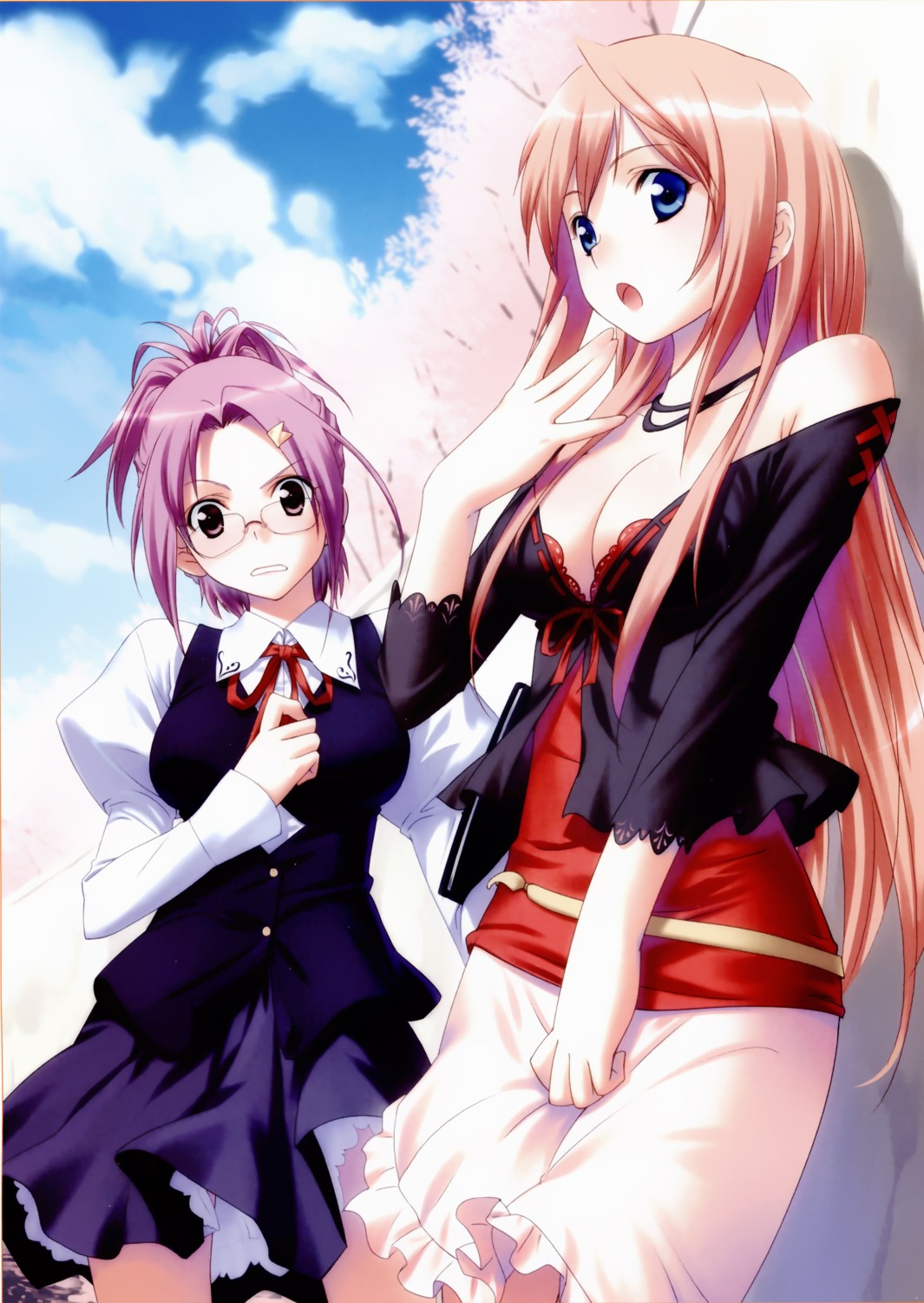 cleavage, double_sensei_life, kurosaki_shigure, megane, scanning_artifacts, tomiya_natsuki, yasuyuki