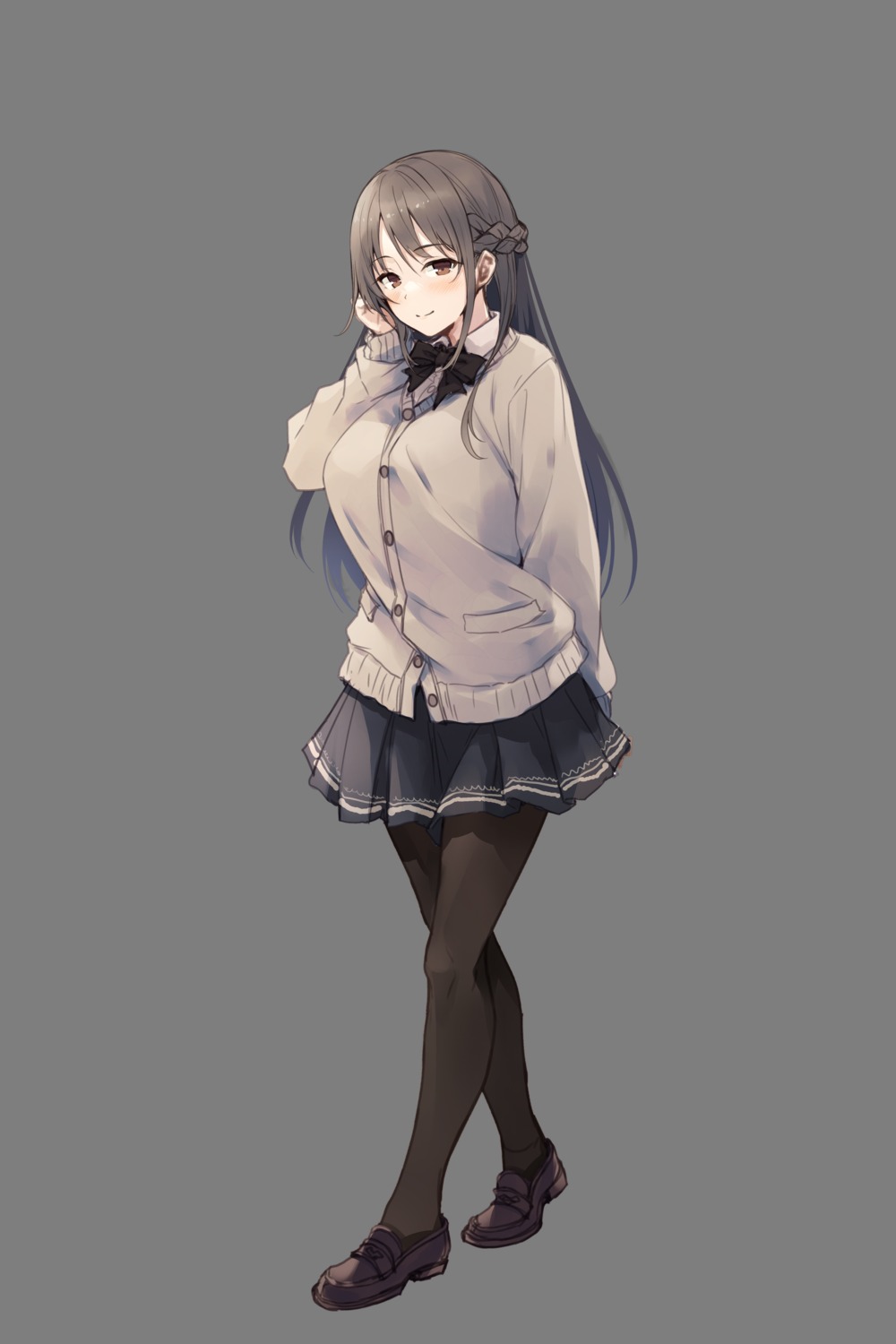 hasumi_(hasubatake39), pantyhose, seifuku, sweater, transparent_png, whisp