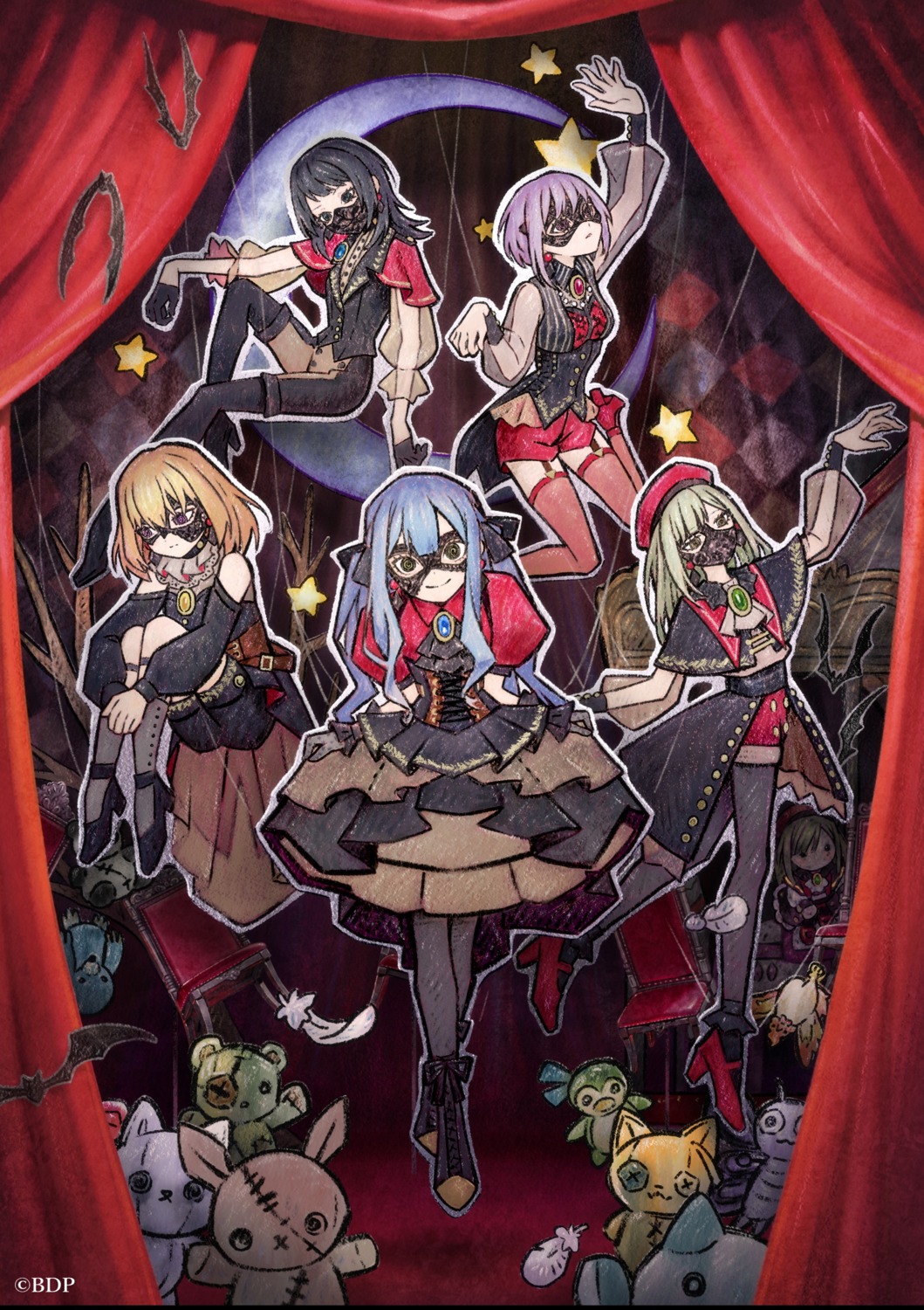 bang_dream!, bang_dream!_ave_mujica, chibi, corset, heels, misumi_uika, pantyhose, see_through