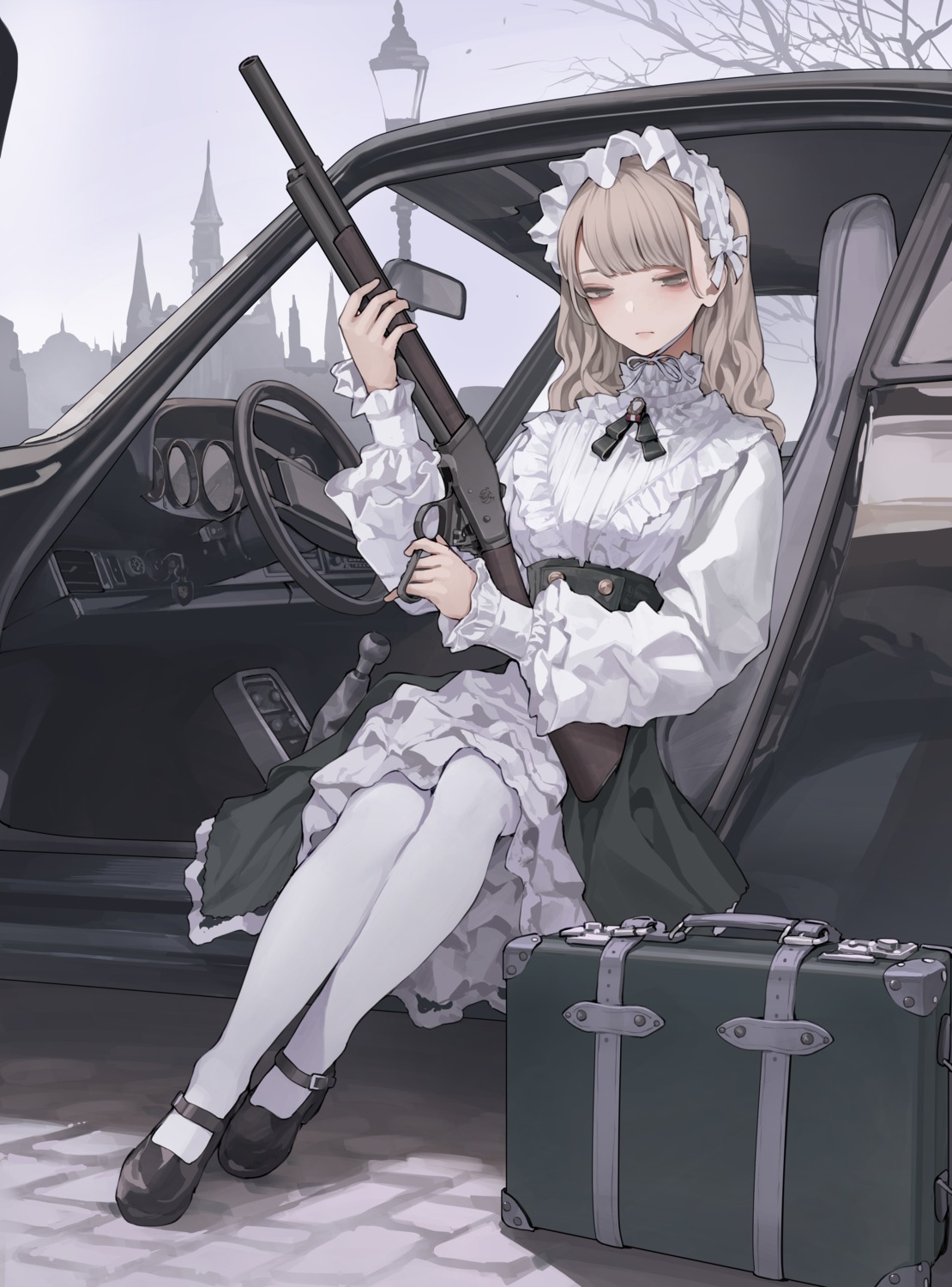 gothic_lolita, gun, koh_(minagi_kou), lolita_fashion, pantyhose