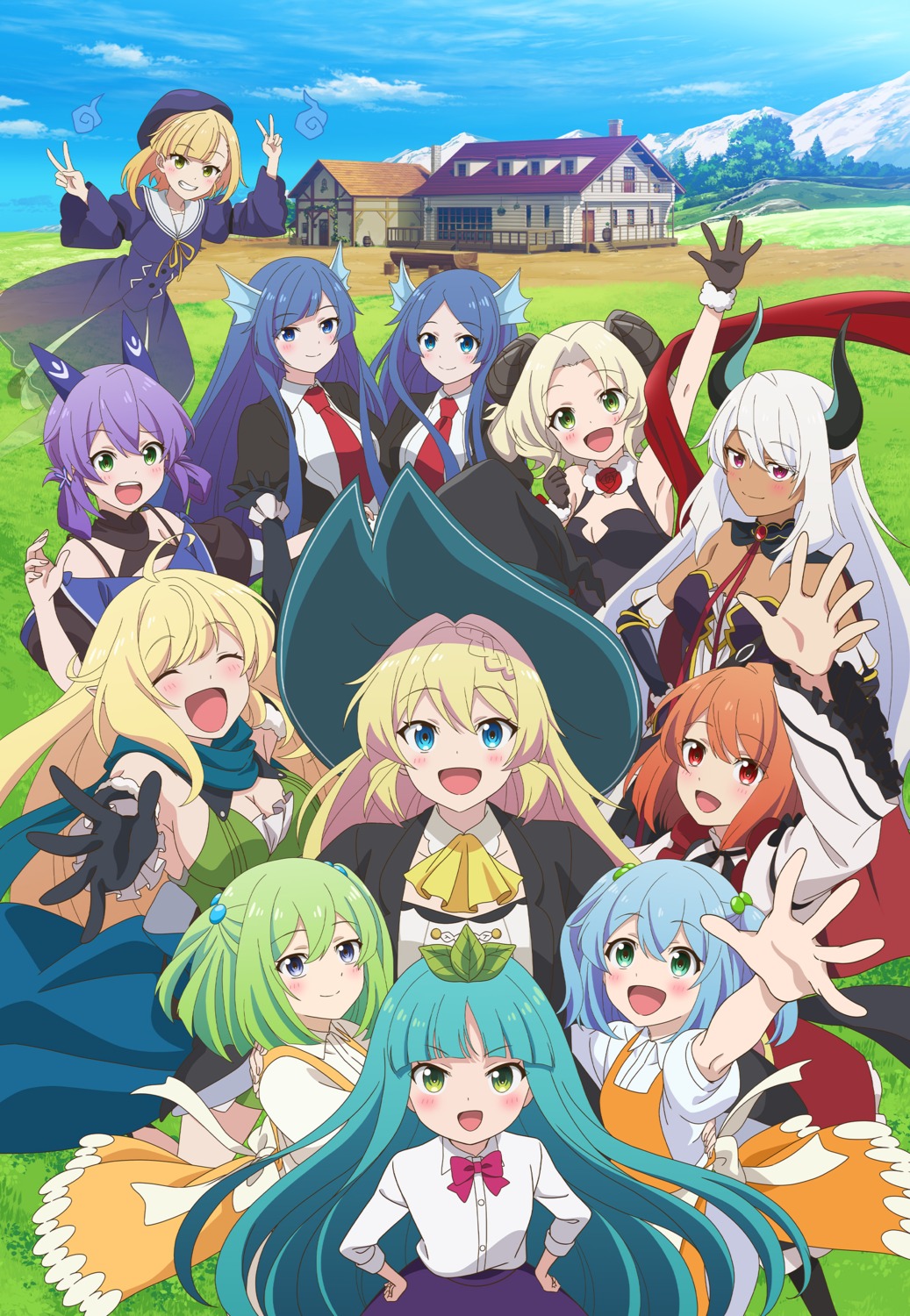 aizawa_azusa, beelzebub_(slime_300), dress, elf, falfa, flatorte, halkara, horns