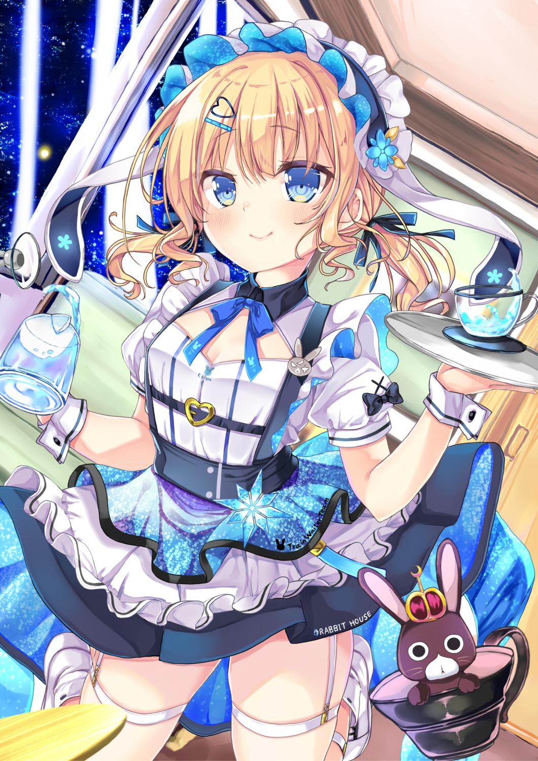 animal_ears, anko_(gochiusa), bunny_ears, garter, gochuumon_wa_usagi_desu_ka?, kirima_sharo, maid, neko_pan