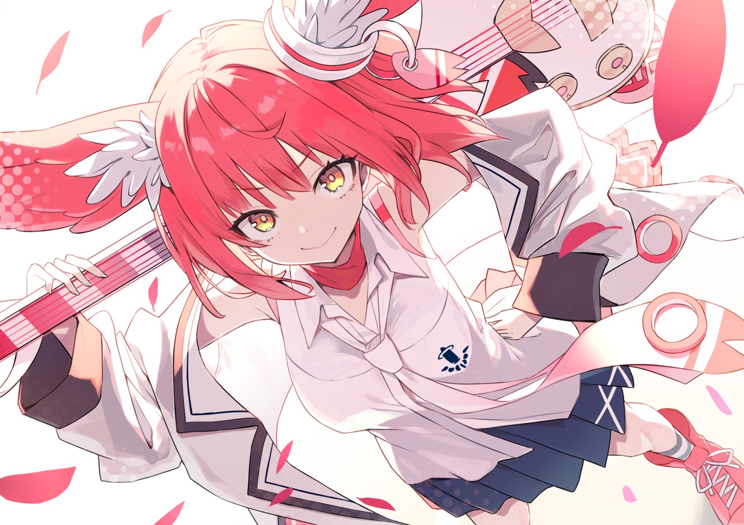 animal_ears, bunny_ears, cura, guitar, kochira_shuumatsu_teitai_iinkai., koito_hikari, seifuku