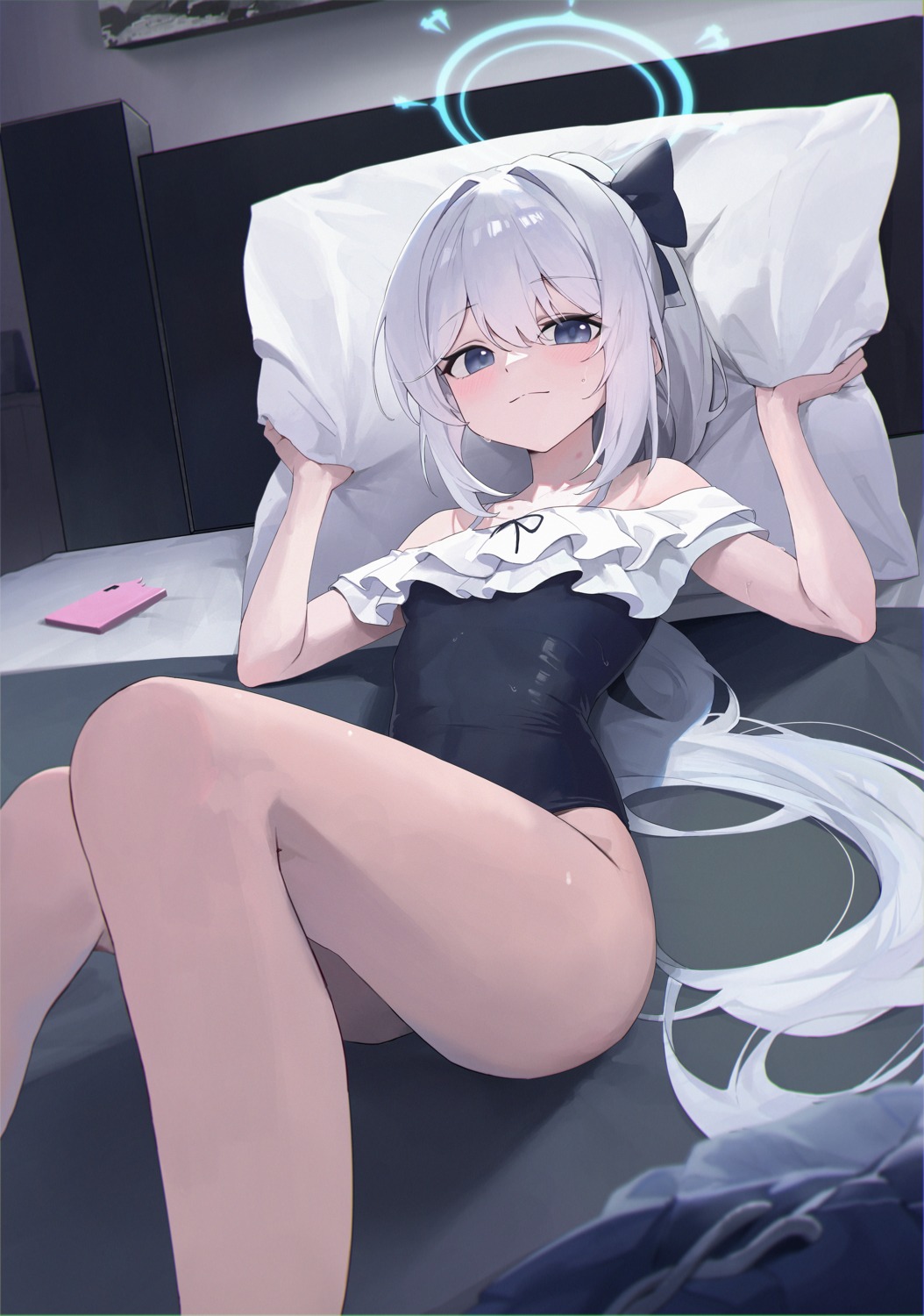 blue_archive, enokinoko1010, halo, swimsuits, tsukiyuki_miyako