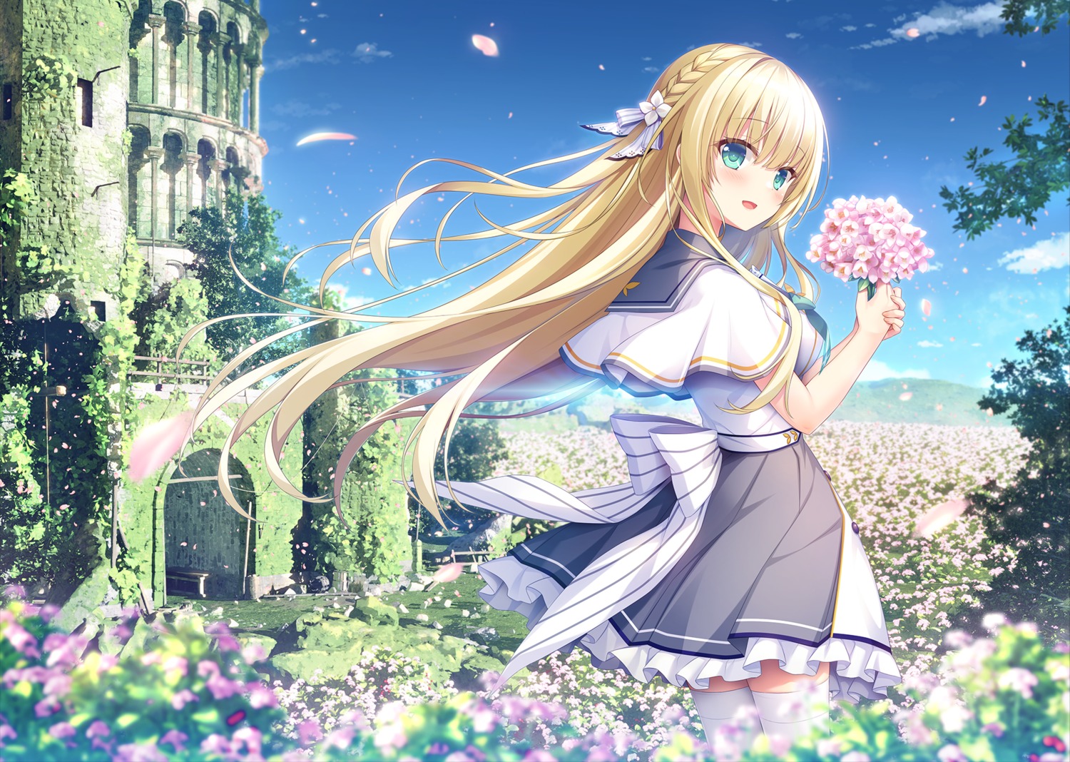 ameto_yuki, azarashi_soft+1, iris_murphy, mugen_no_tír_na_nóg, seifuku, skirt_lift, thighhighs