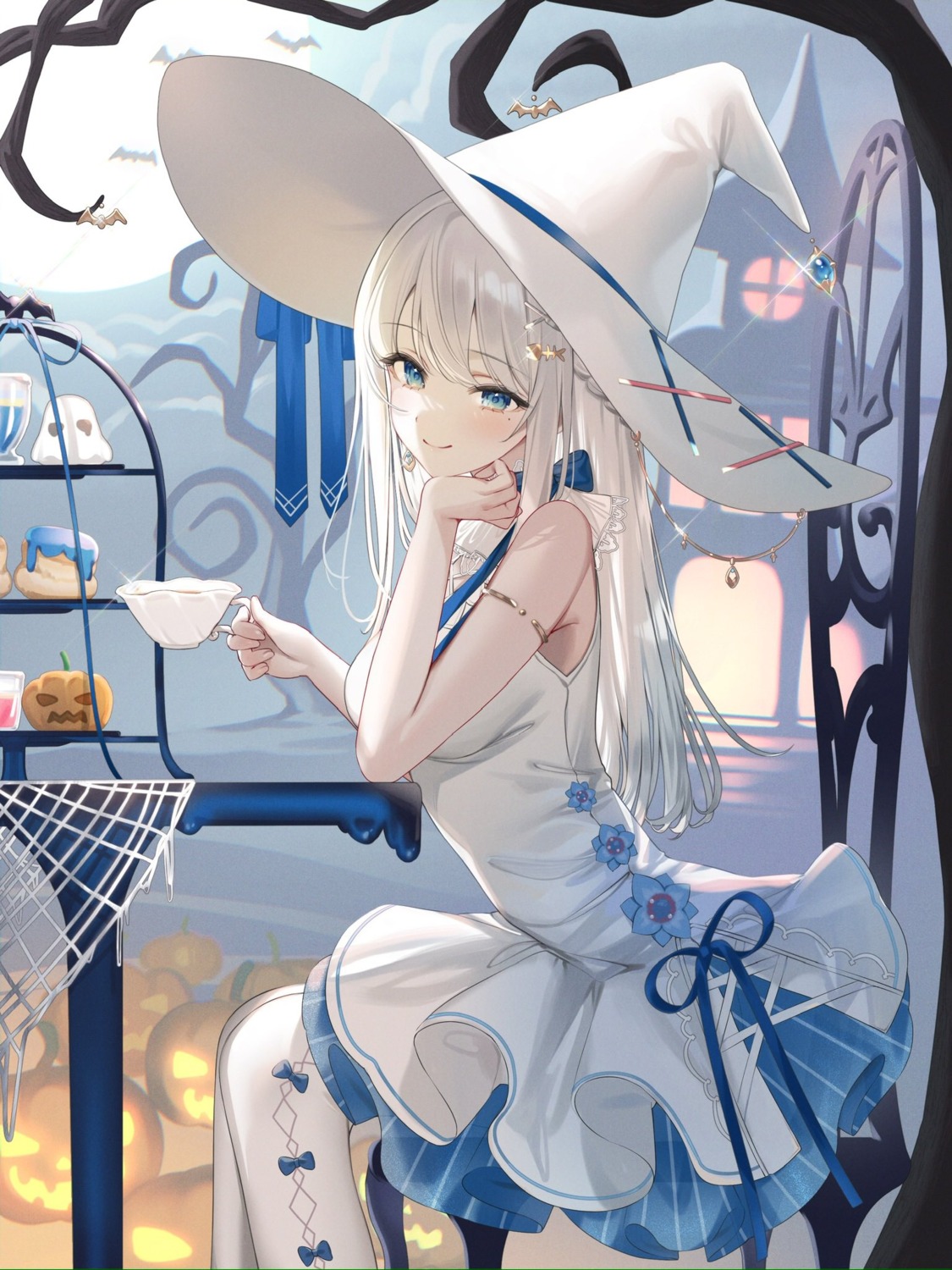 dress, halloween, indie_virtual_youtuber, kuma_daigorou, nagino_mashiro, witch