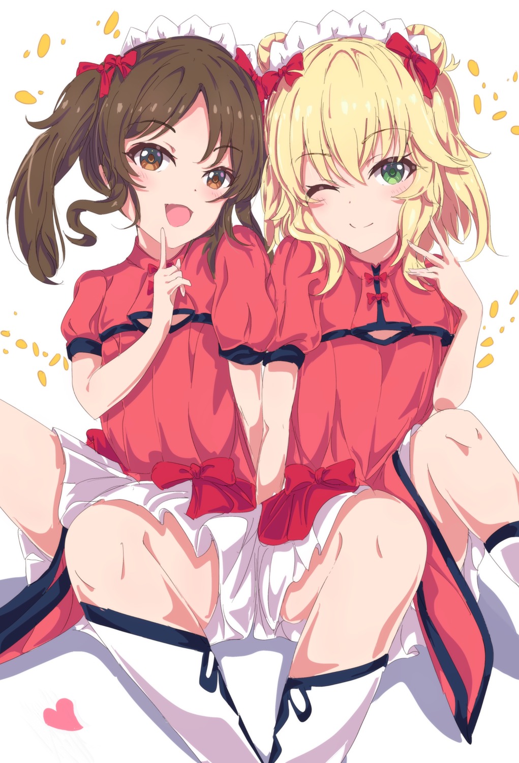 asian_clothes, maid, sakurai_momoka_(idolm@ster), skirt_lift, tachibana_arisu, tagme, the_idolm@ster, the_idolm@ster_cinderella_girls, the_idolm@ster_cinderella_girls_u149