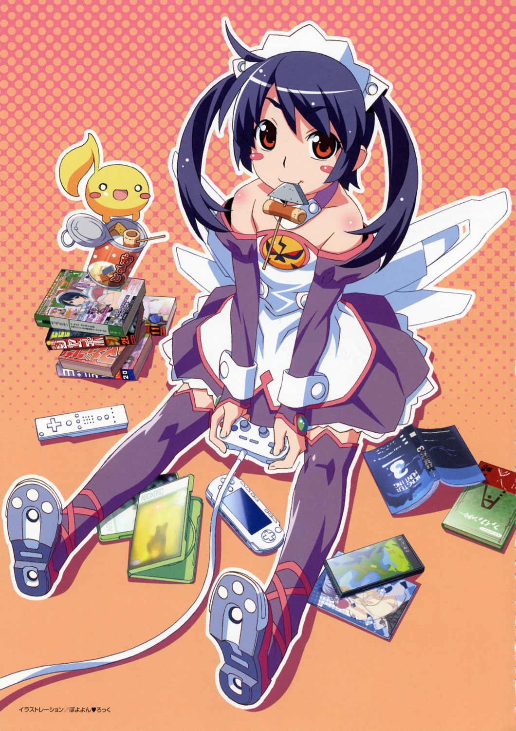 dance_mixer, maid, thighhighs, watanabe_akio, wings