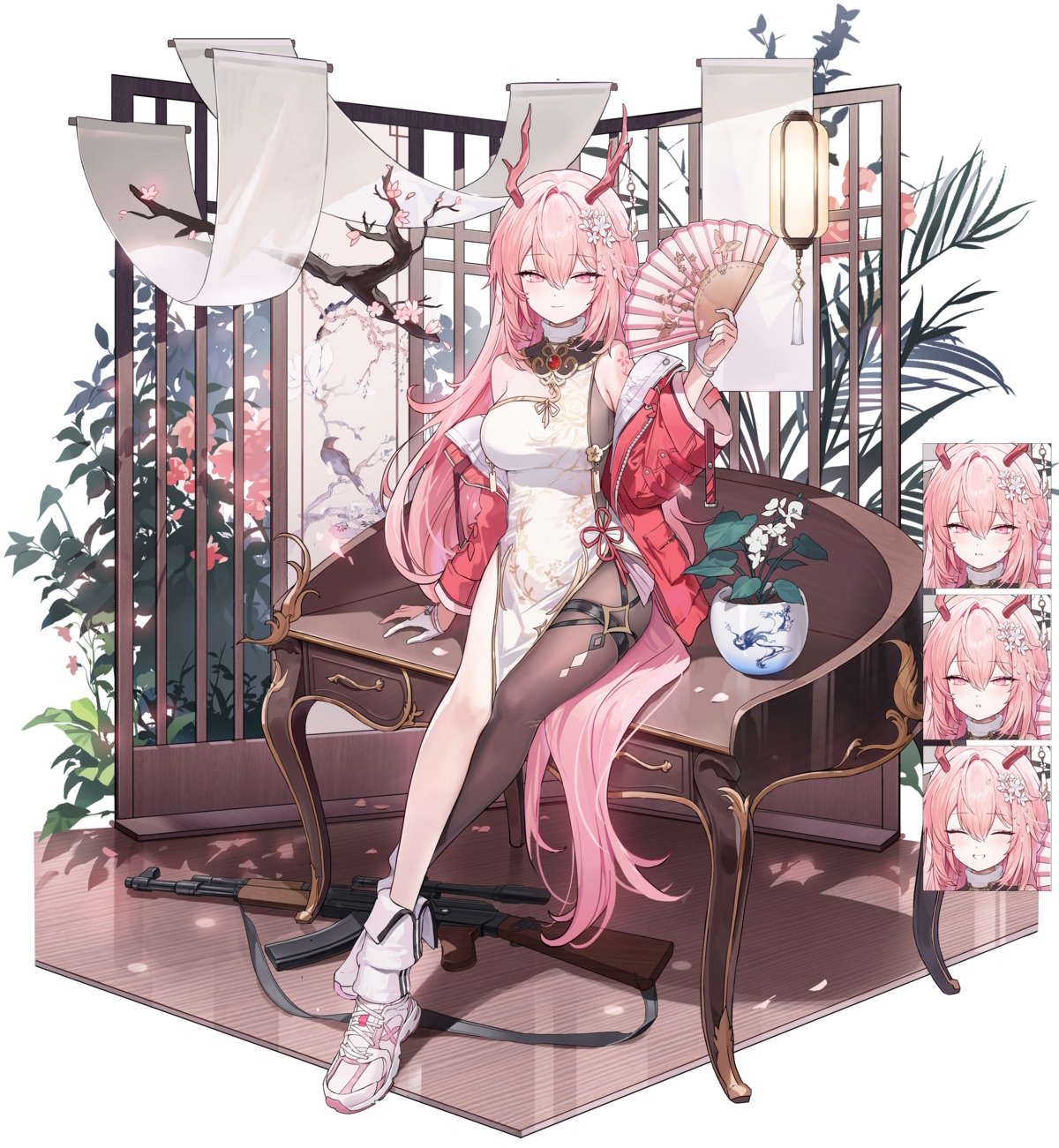 chinadress, danah, expression, garter, horns