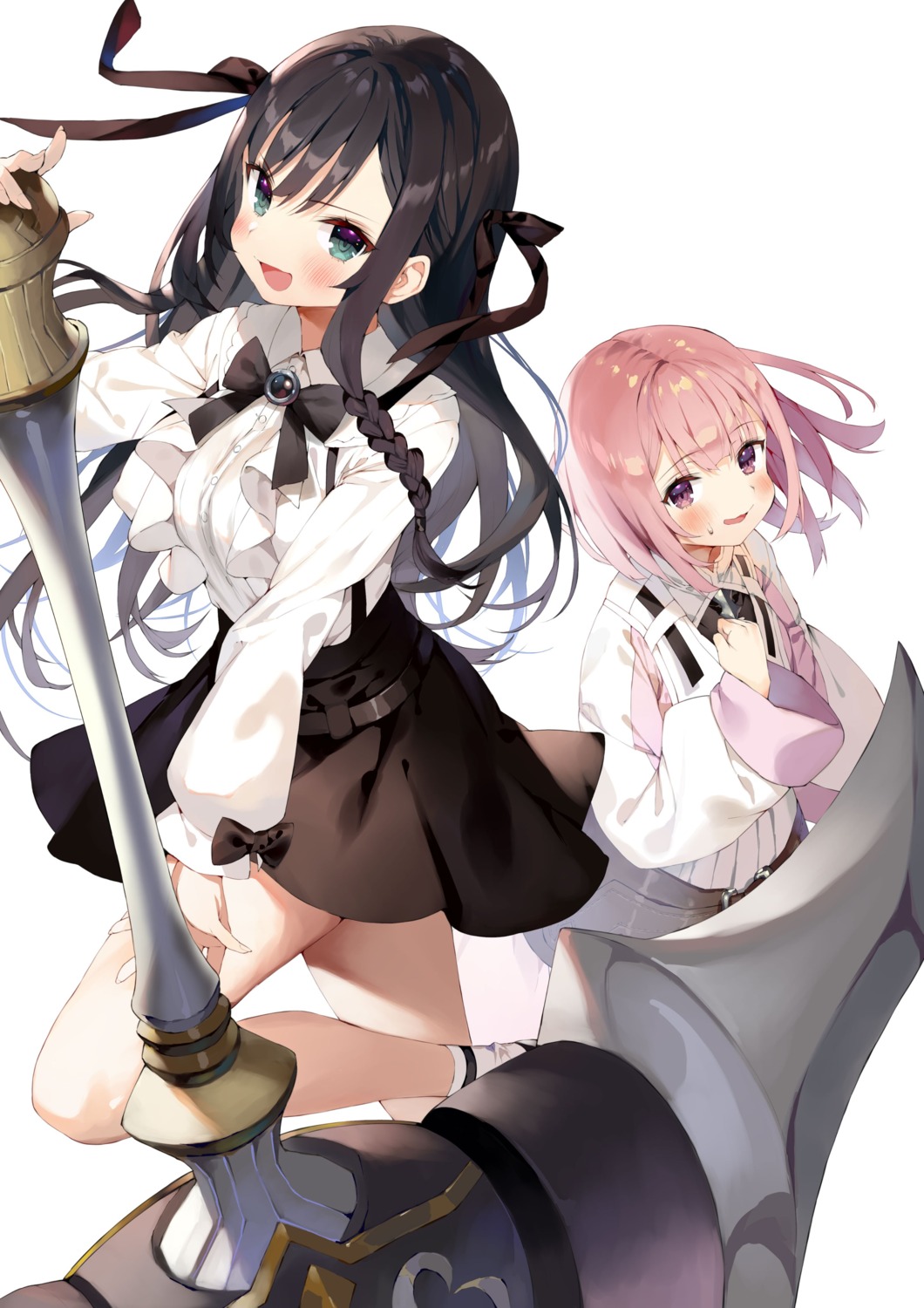 alina_clover, gaou, guild_no_uketsukejou_desuga_zangyou_wa_iya_nanode_boss_wo_solo_toubatsu_shiyouto_omoimasu, lululee_ashford, uniform, weapon
