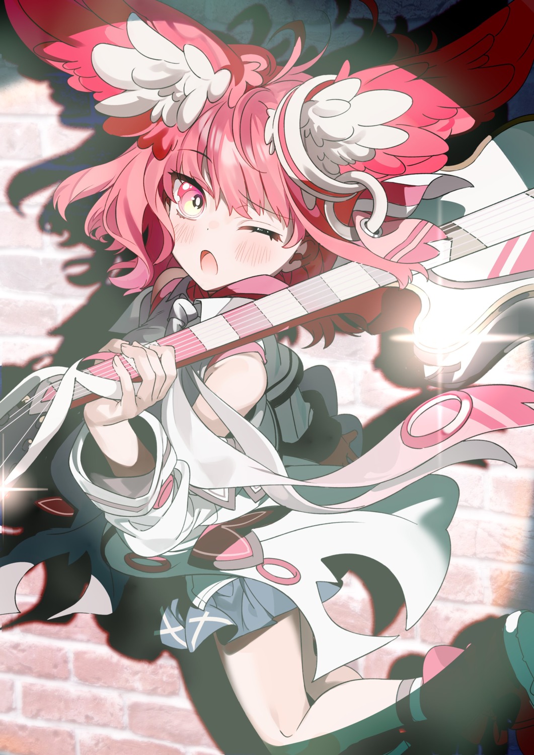 almic, animal_ears, bunny_ears, guitar, kochira_shuumatsu_teitai_iinkai., koito_hikari, seifuku