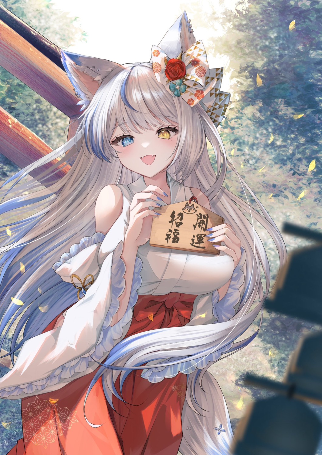 animal_ears, heterochromia, indie_virtual_youtuber, kurage_cc, lulebel, miko, tail