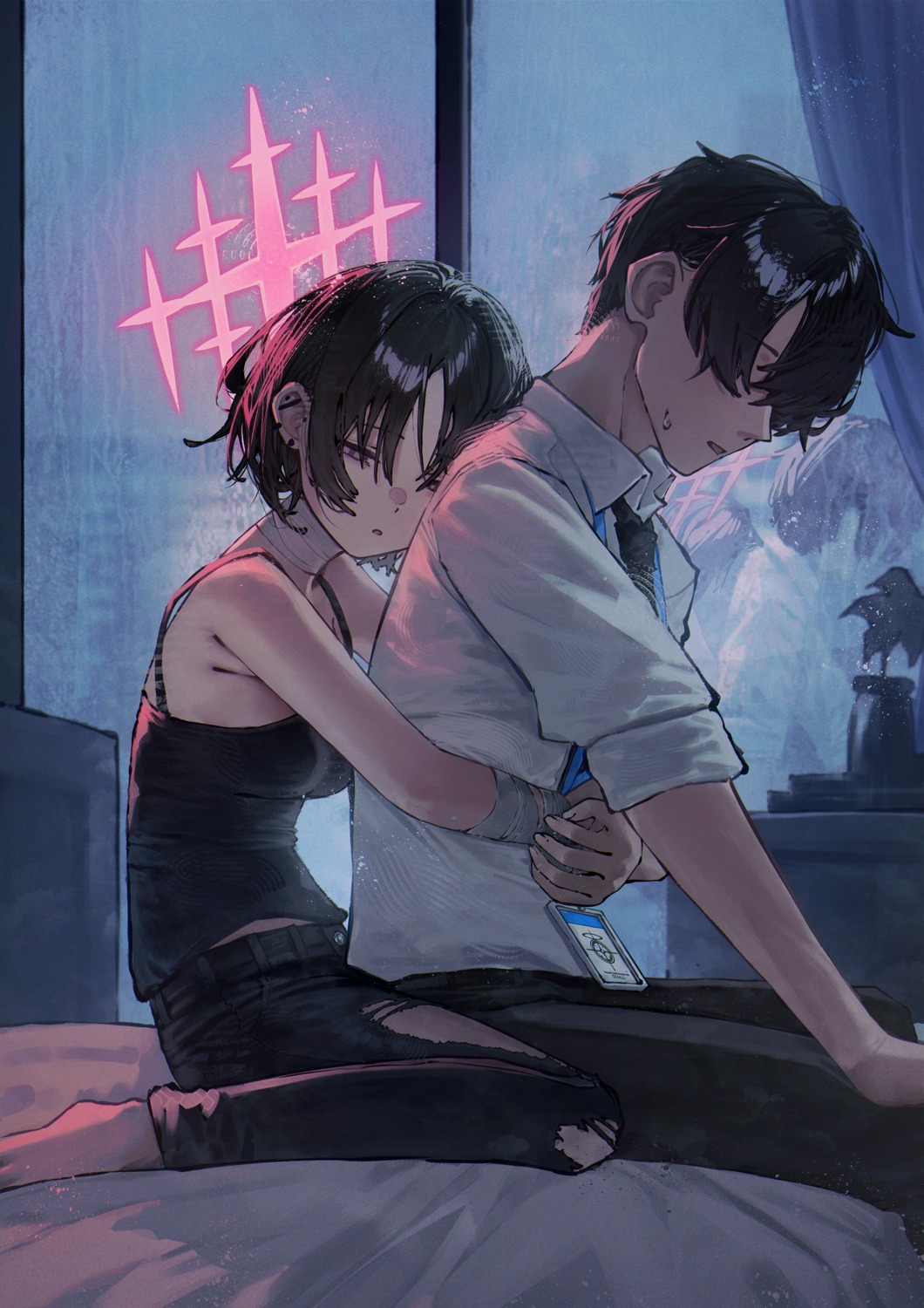 bandages, betabeet, blue_archive, halo, imashino_misaki, torn_clothes