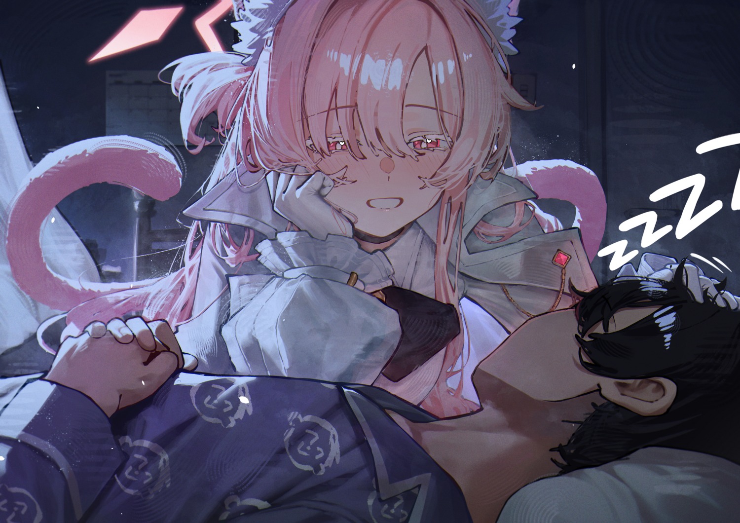 animal_ears, betabeet, blue_archive, halo, kiyosumi_akira, nekomimi, tail, uniform