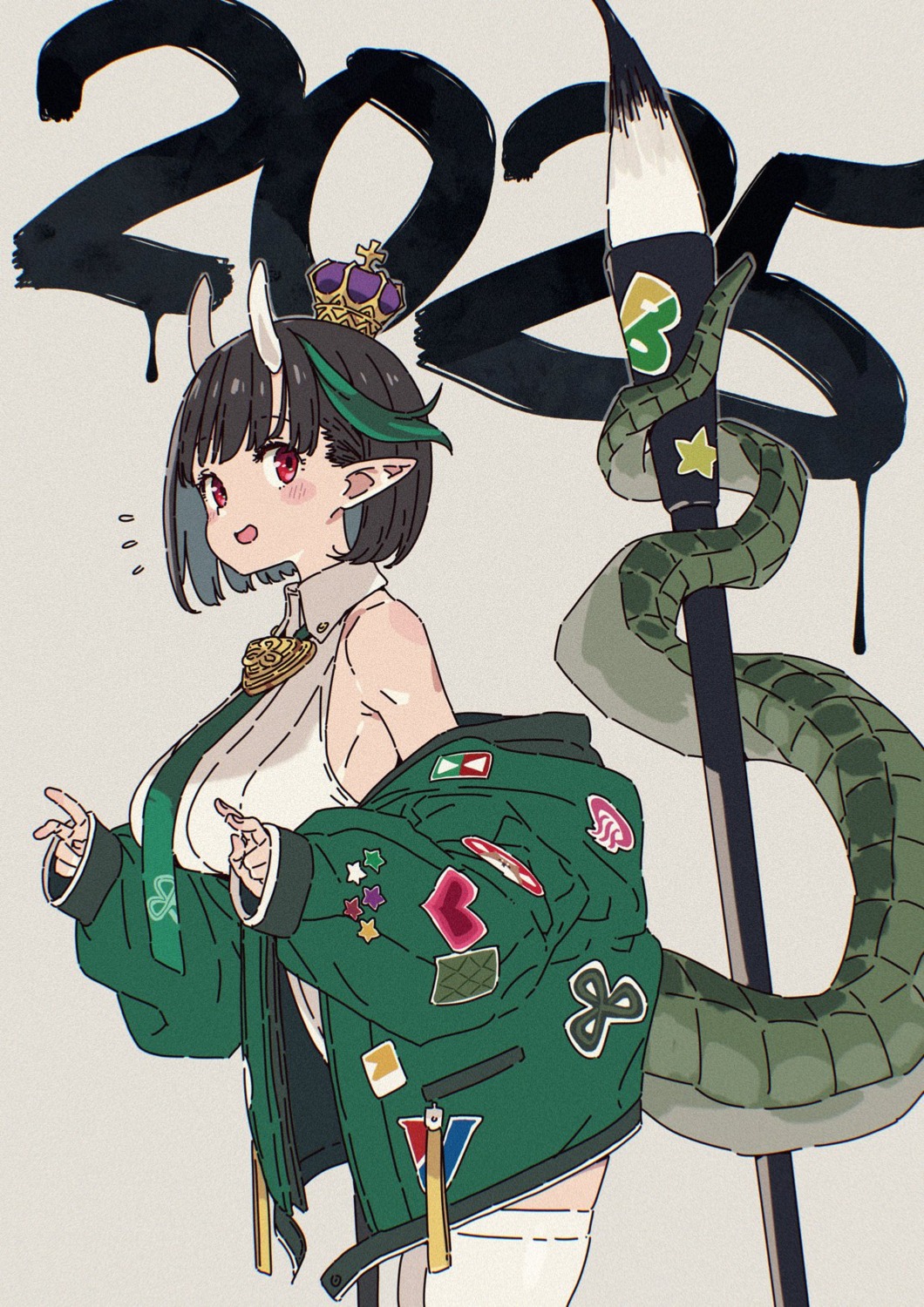 biscione_(fate), fate/grand_order, horns, imigimuru, pointy_ears, tail, thighhighs
